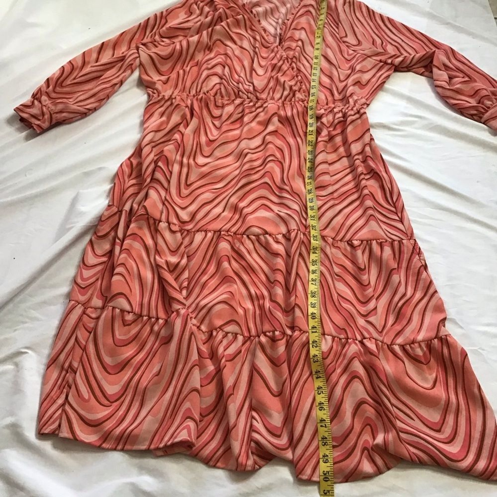 Black Tape Women Pink Multicolored V-Neck Bishop Sleeve Ruffle Event Sundress 3X