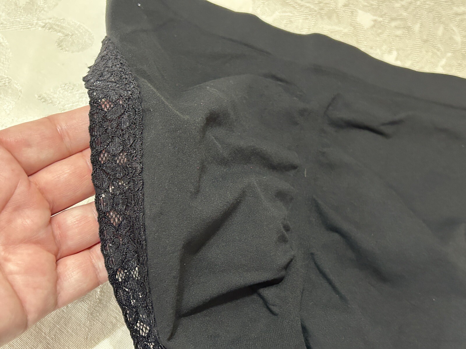 Vtg CACIQUE Tactel Nylon Lace Trim Hi-Cut 18/20 Black Shaping Panties #258