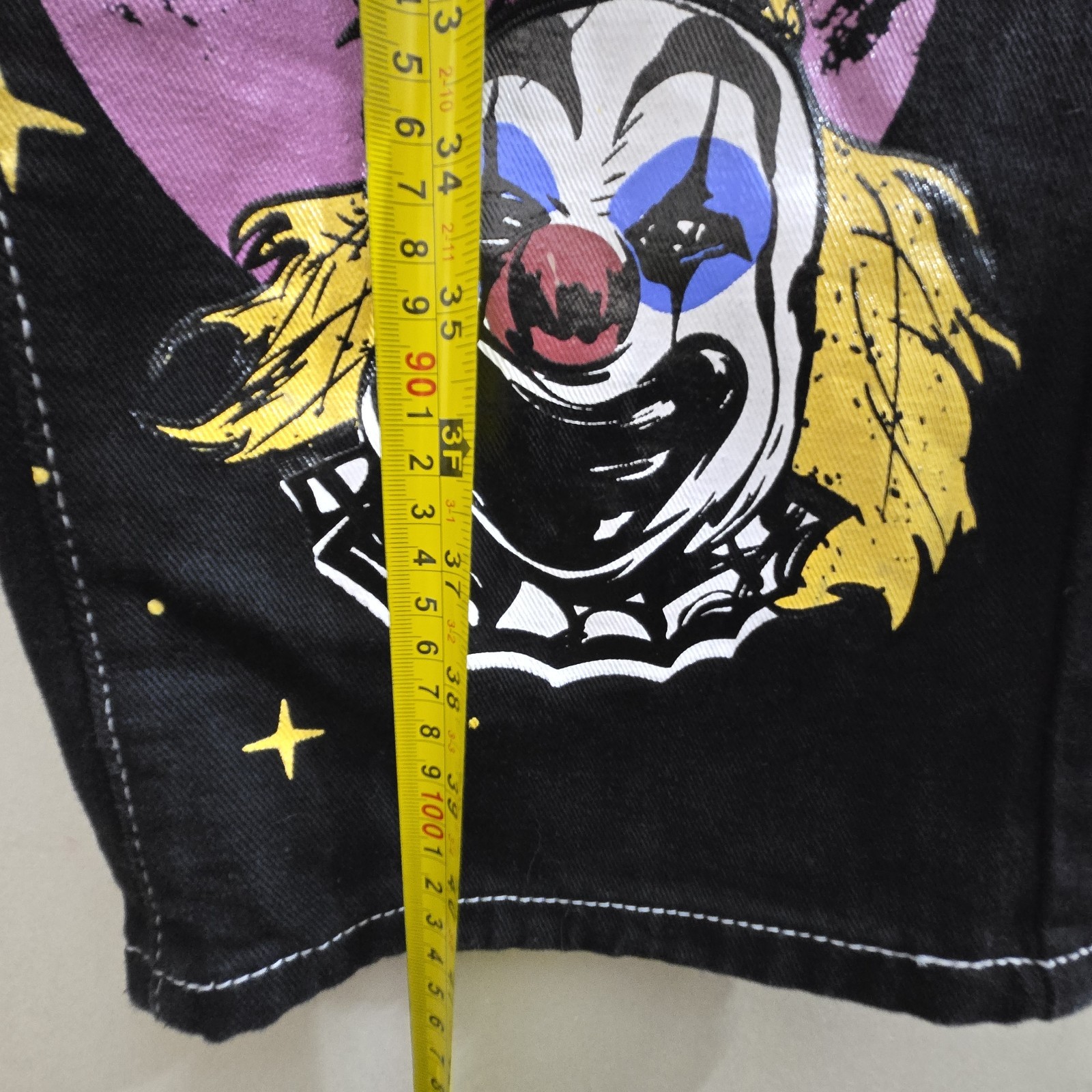 Grunge Punk Cartoon & Slogan Jeans Size XS Graphic Black Straight Leg Streetwear