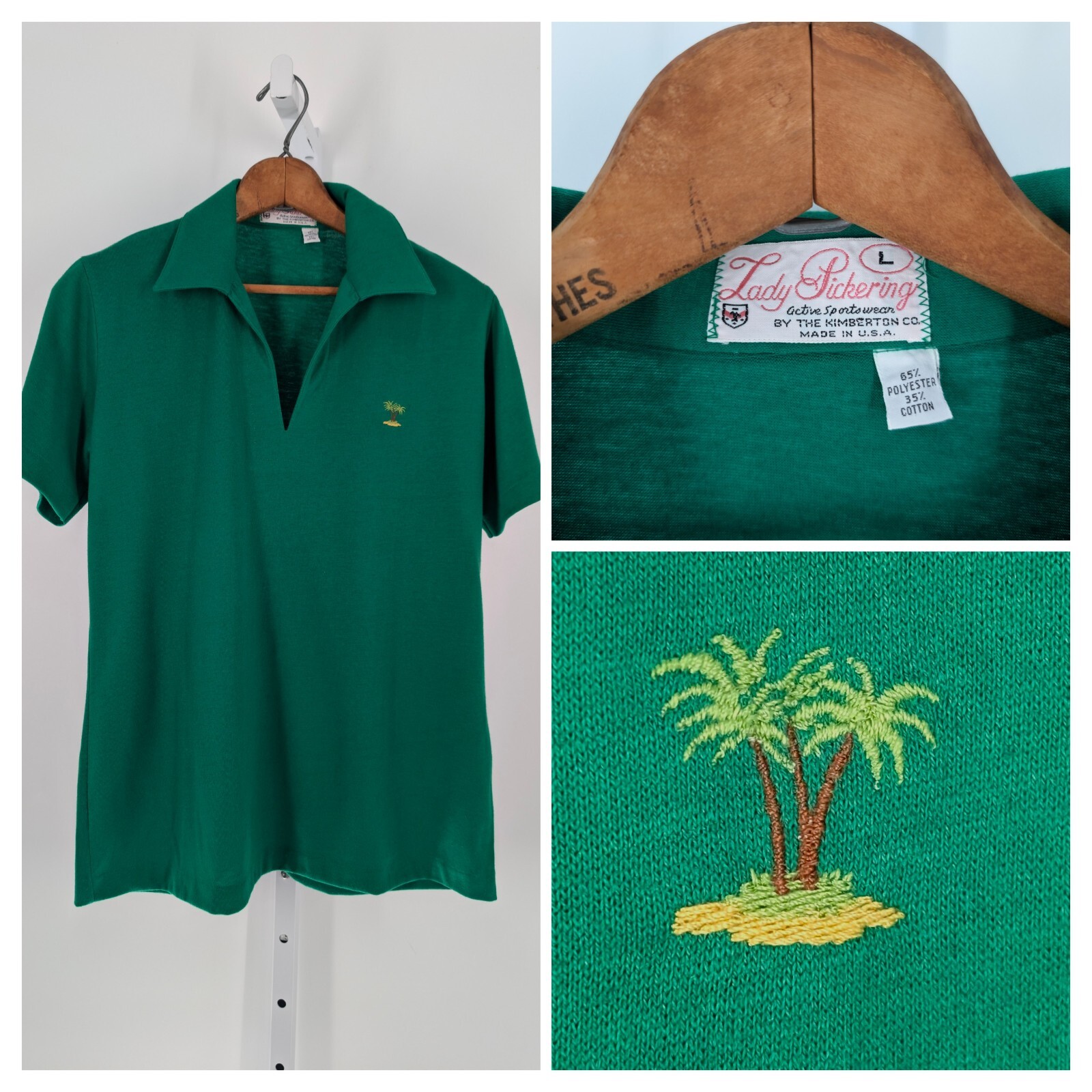 Vintage 60s Polycotton Tunic Polo Shirt Country Club Embroider Tiki USA Bodycon