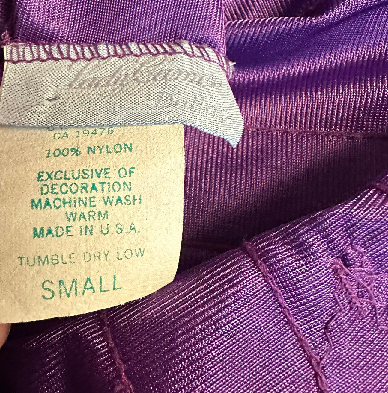 Lady Cameo Nylon Satin Negligee Jumpsuit PJ’s Loungewear Jeannie Leg Size S