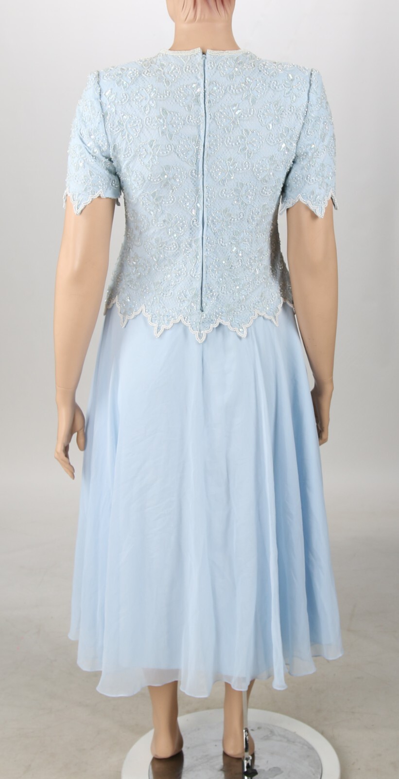 Brilliante by J.A. Vintage 80s Blue Sequin Beaded Prom Formal Party Dress sz XL