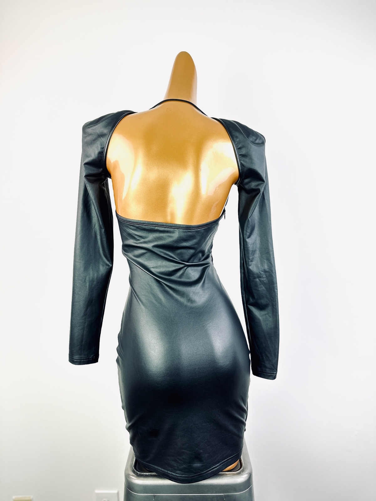 Vintage VTG 90s y2k goth shiny pleather mini dress