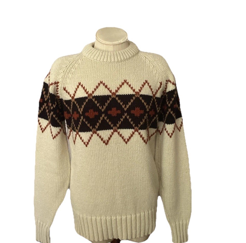 John Wanamaker VTG 80s/90s Acrylic Argyle Sweater Approx. M/39” Bust