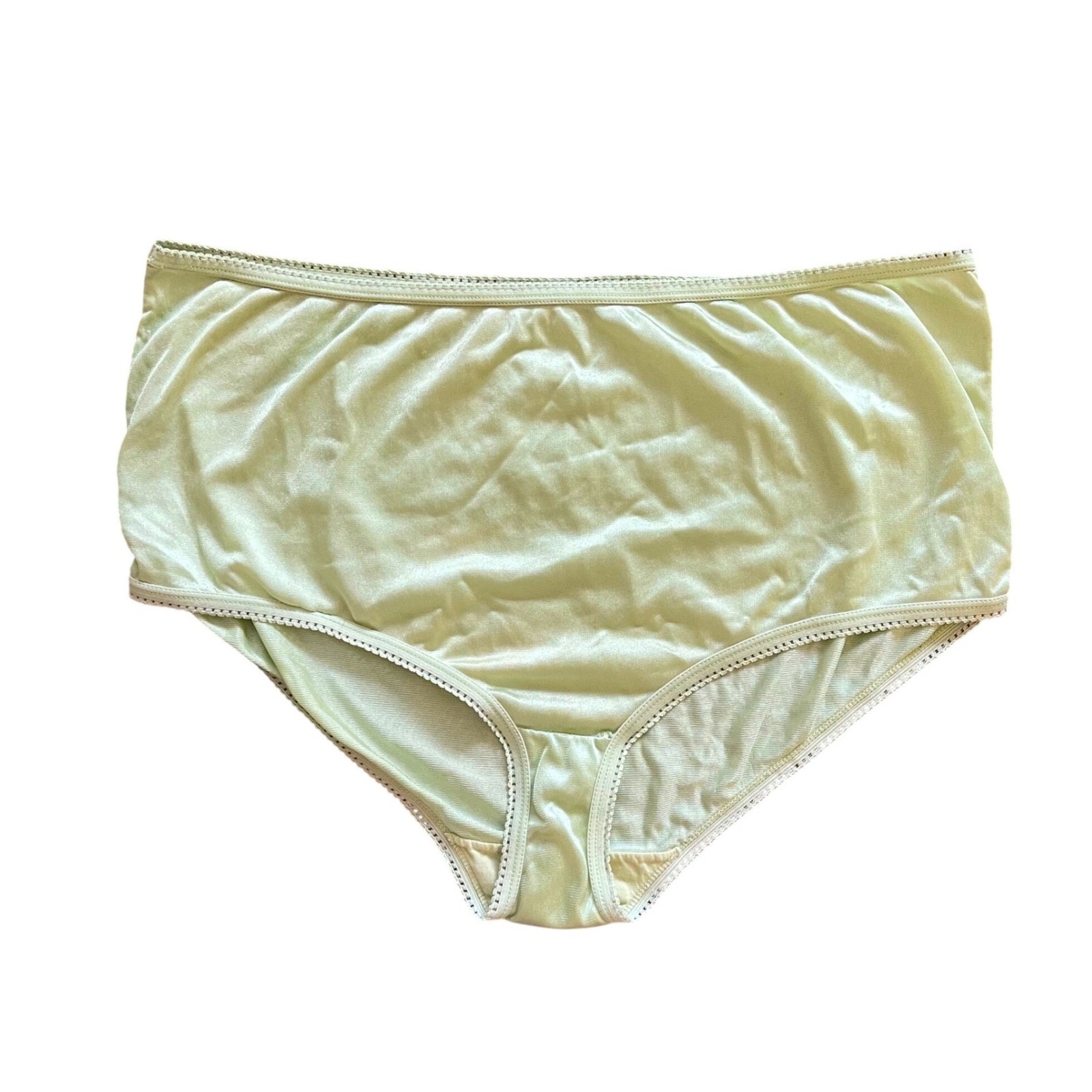 Vtg JCPENNY Satin Silky Nylon Panties 10 grn Sexy Sheer High Waist granny sissy