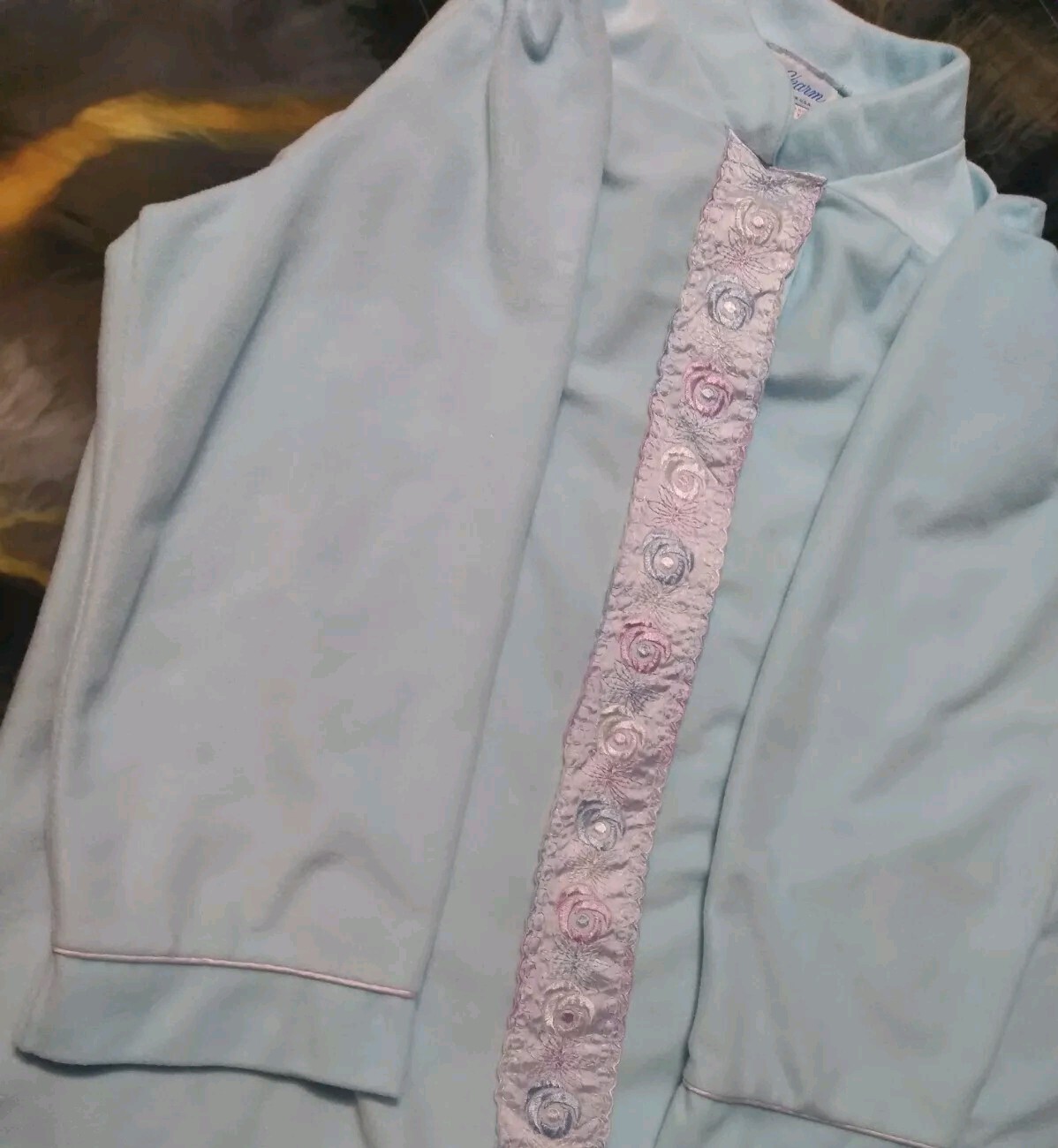 Vintage It’s A Charm Robe 42-44 2x Blue Floral Embroidery Sissy Plus Lingerie