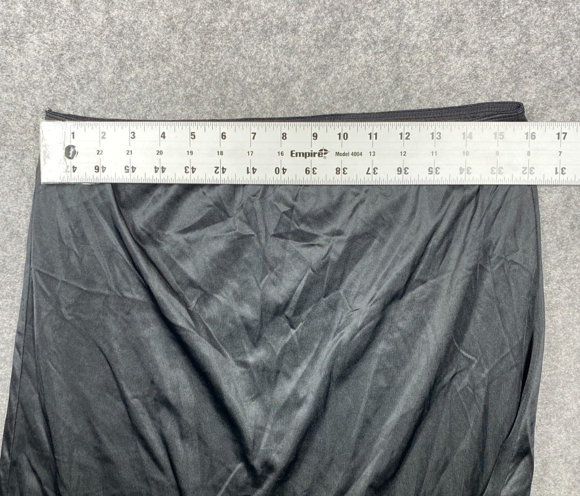 Vintage Kaydette Womens Slip Skirt Black Large 30/32 Satin Lace Trim Lingerie