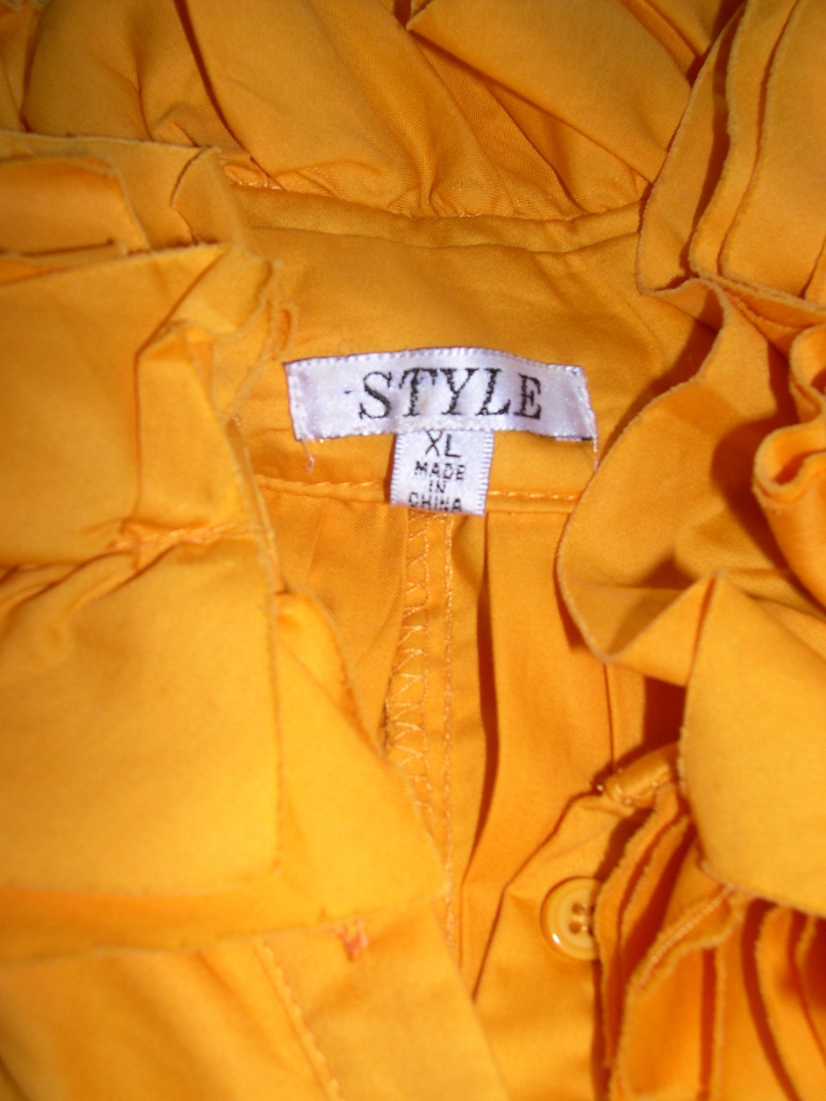 Vintage XL Marigold Cotton Dress • Ruffle Collar •Tent Style • 132″ Hem Sweep