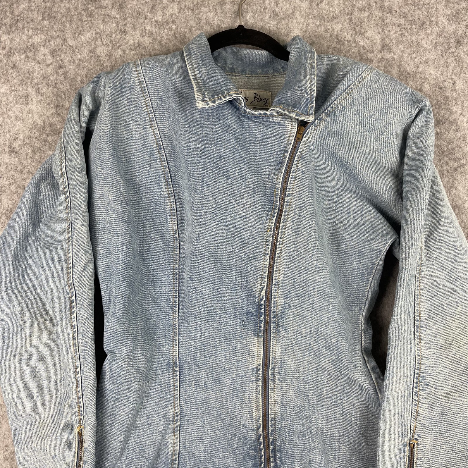 Vintage 80s Paris Blues Dress Womens 9 Denim Zipper Asymmetrical Stone Wash USA