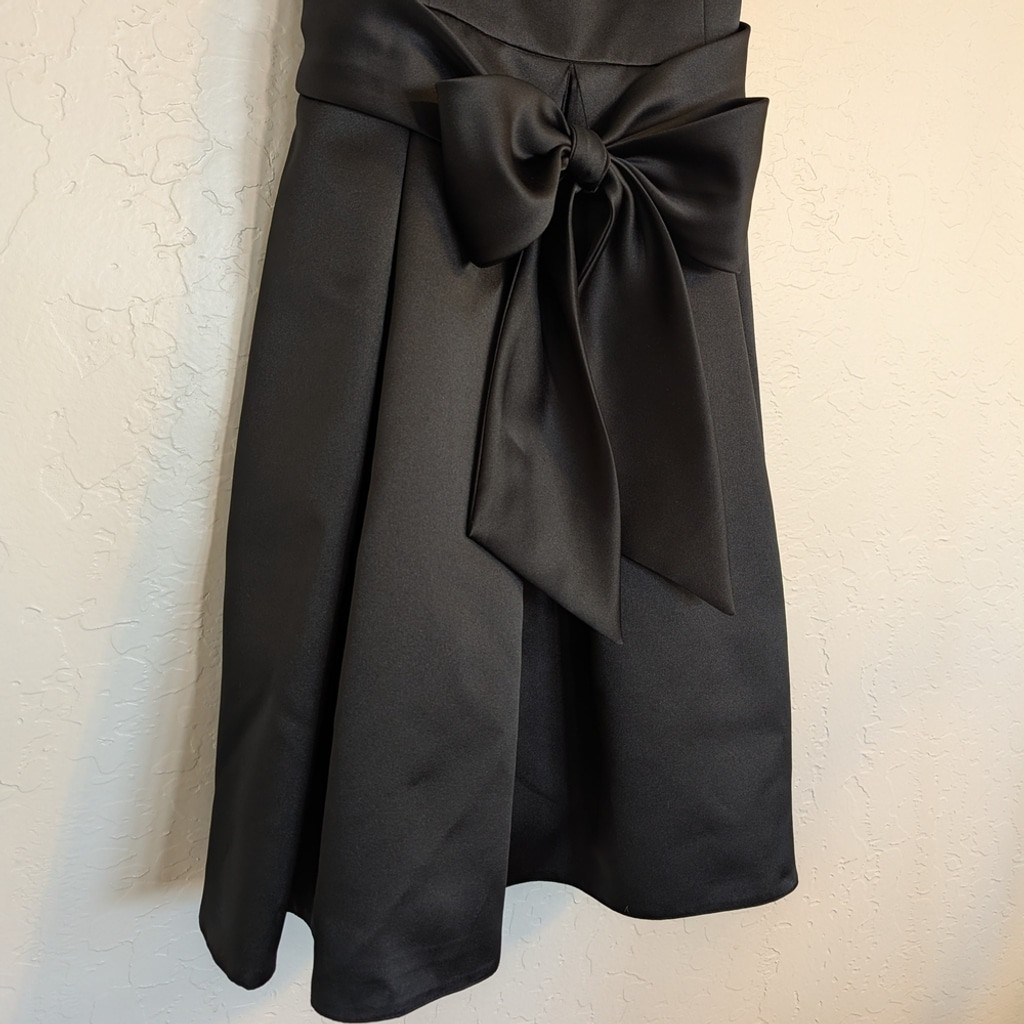 VTG LBD Two Piece Satin Bow Dress Bolero Jacket Cocktail Evening Formal Midi