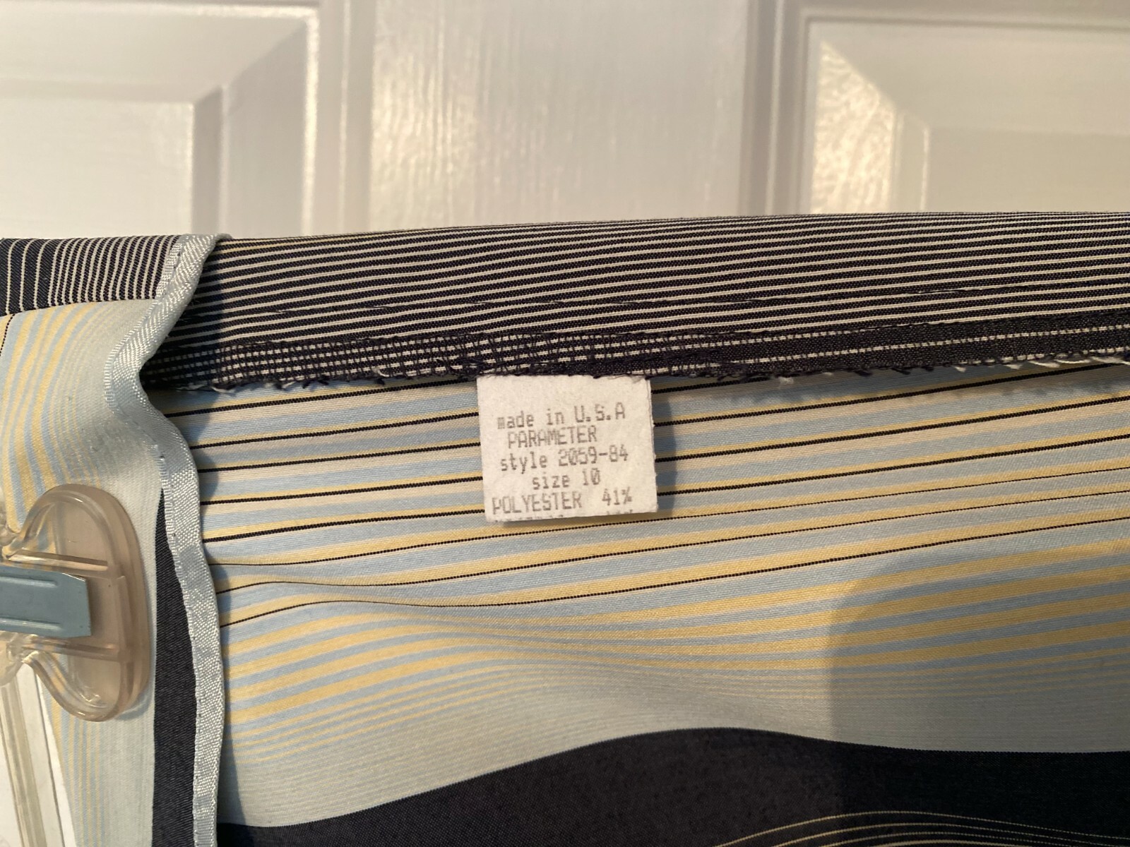 Parameter pants trousers Sz 10 slim striped light blue dark gray creamy yellow