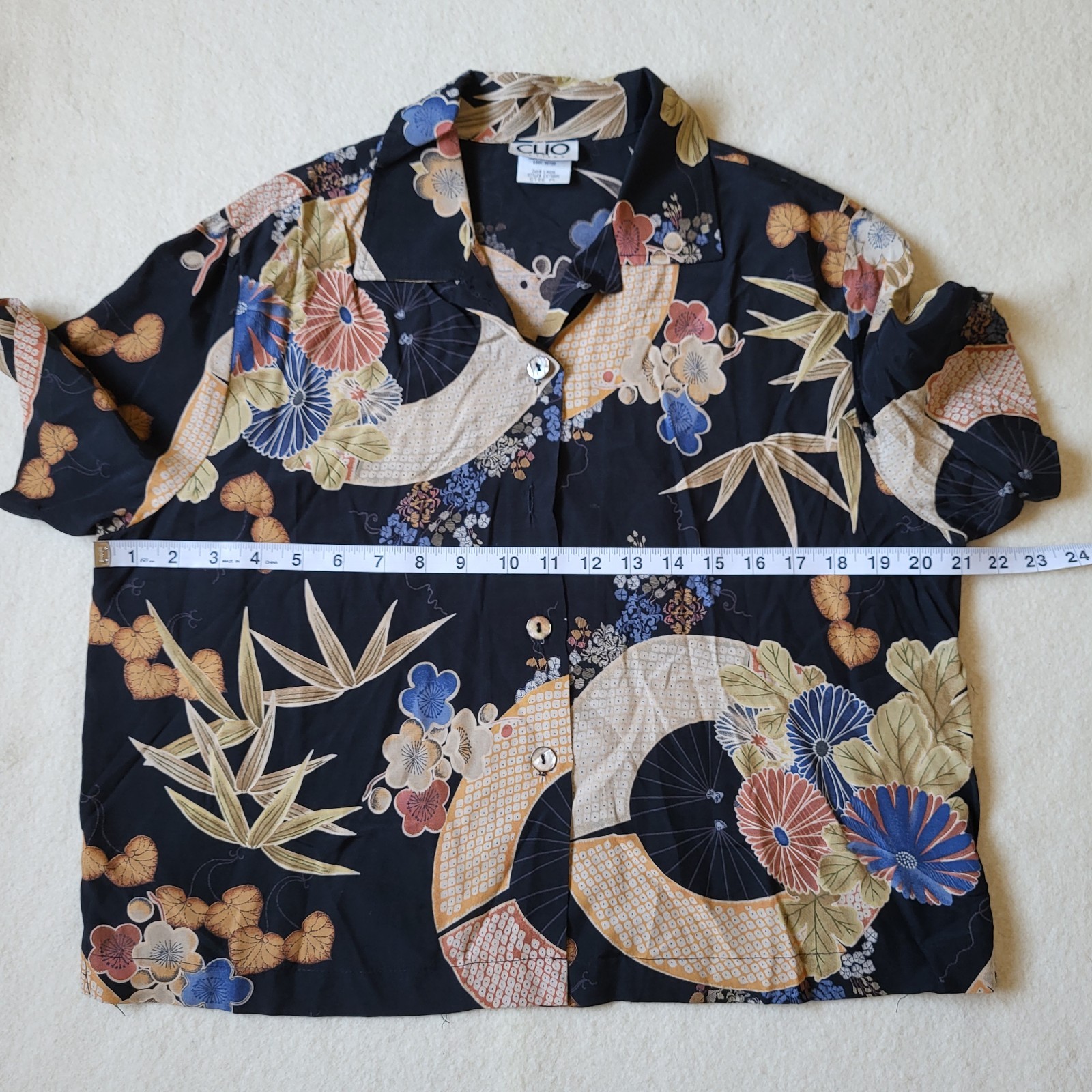 Vintage 90’s Tank Dress & Blouse Size PL Black Asian Print USA By Dressing Clio