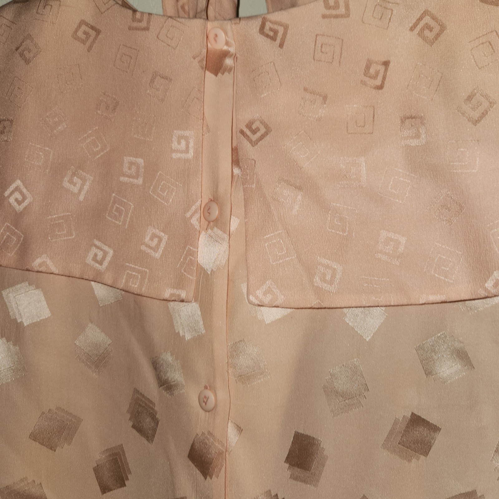 3 Piece Vtg 1980s Joanie Char Patterned Silk Shirt & Skirt Set Salmon Petite 10