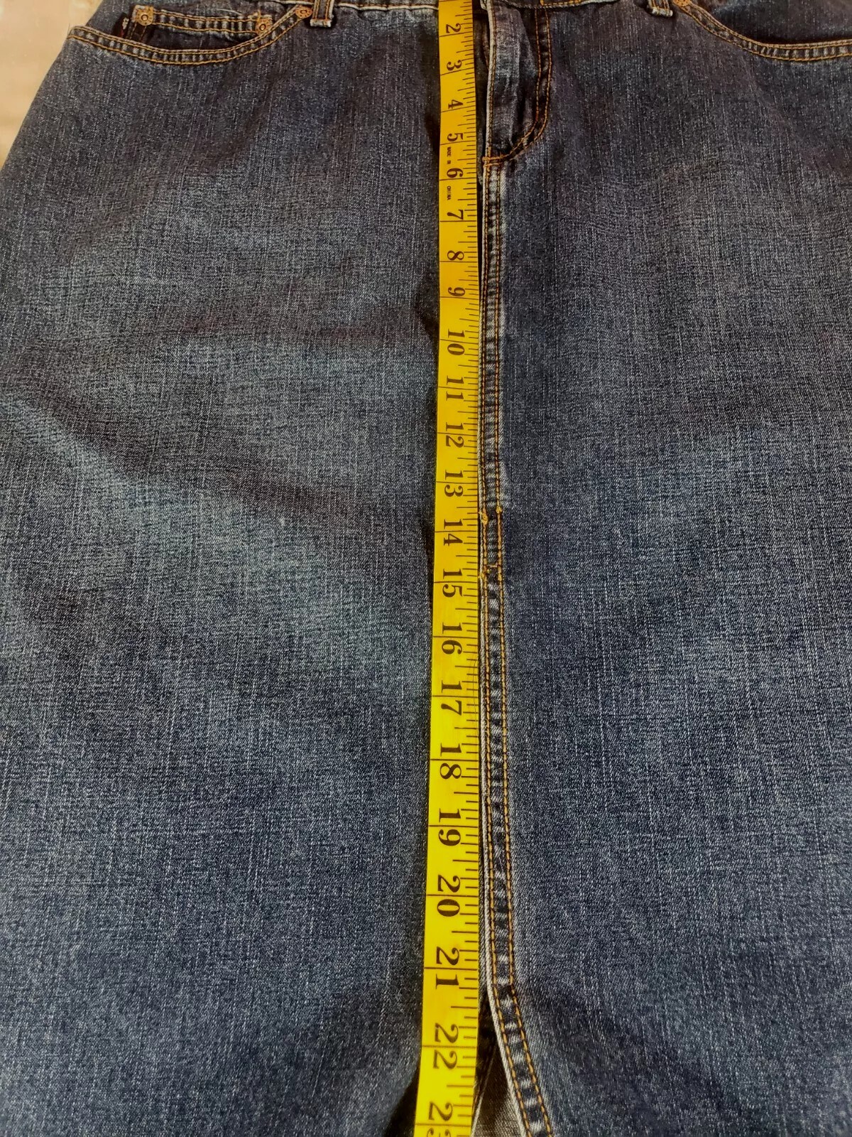 Vintage Just Jeans USA Denim Maxi Skirt Juniors Size 17 Blue Straight Front Slit
