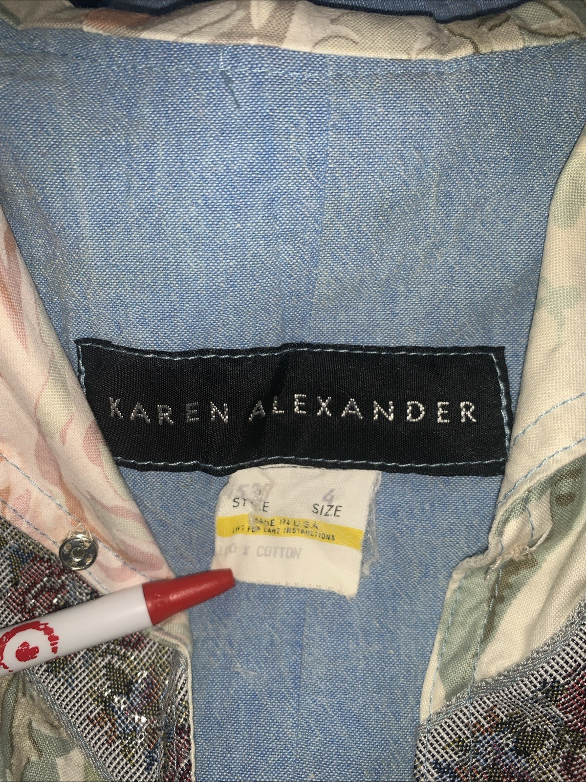 VTG Karen Alexander 80s Denim Puff Sleeve Dress Size 4 USA Made Festival Western