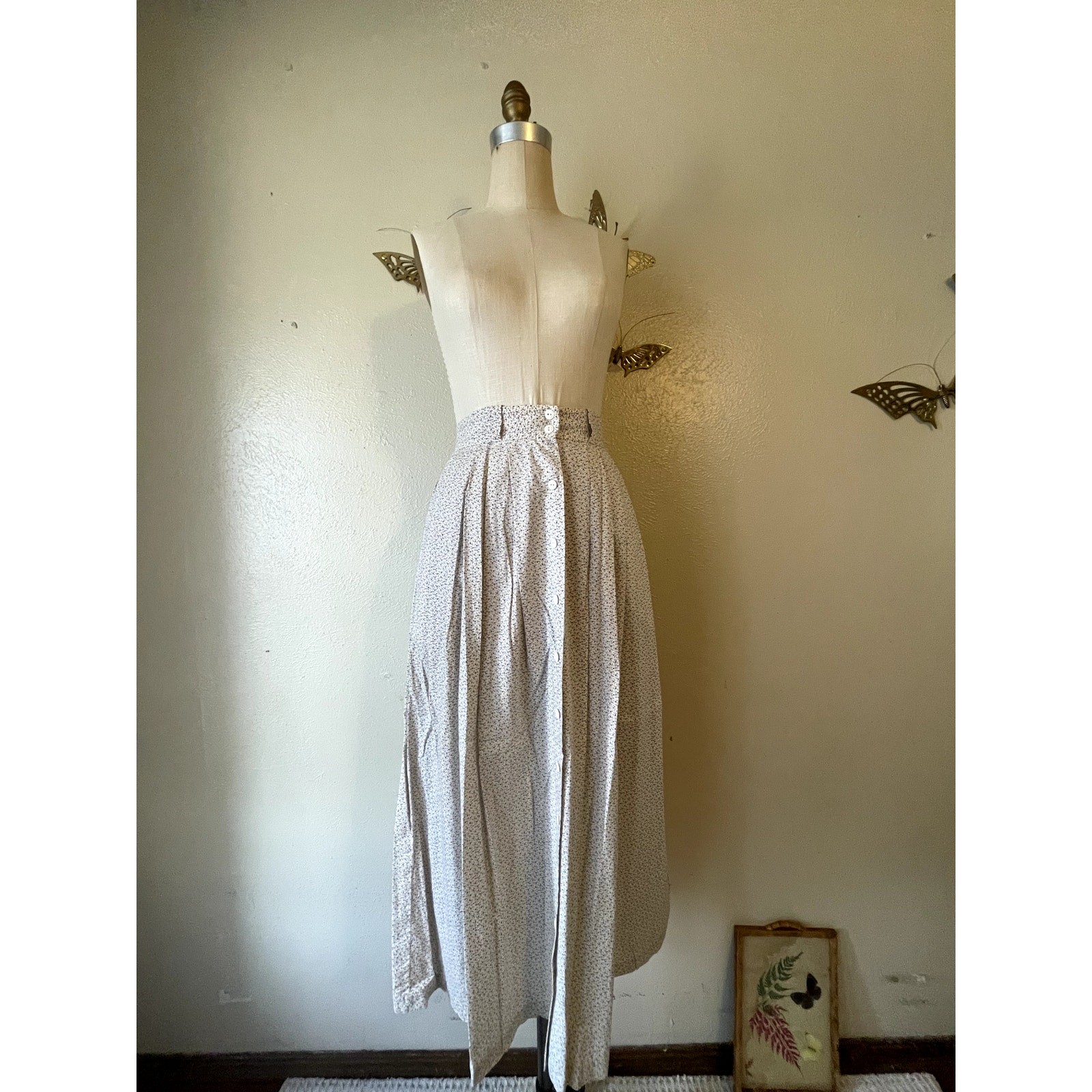 Vintage Ralph Lauren Calico Maxi Skirt Sz 6 Prairie Pleated Pockets 80s Cotton