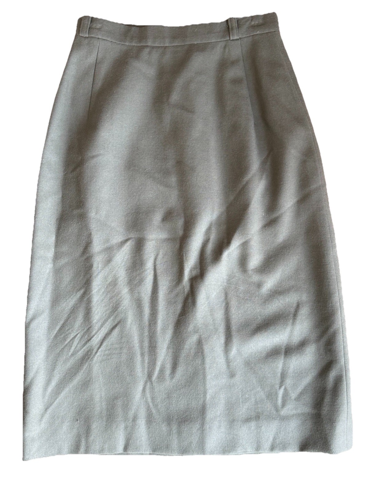 Vintage Bonwit Teller Jones New York Khaki Green Wool Pencil Skirt Fits XS