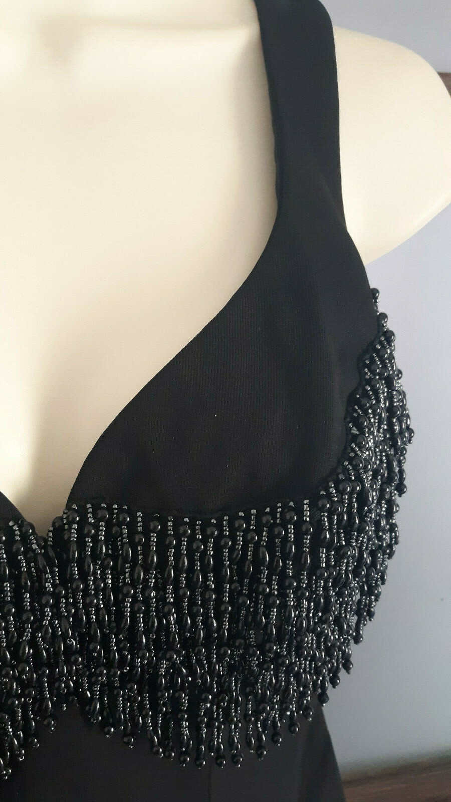 Vintage Vicky Tiel Couture Paris Cocktail Dress Beaded Bust Fitted XS S