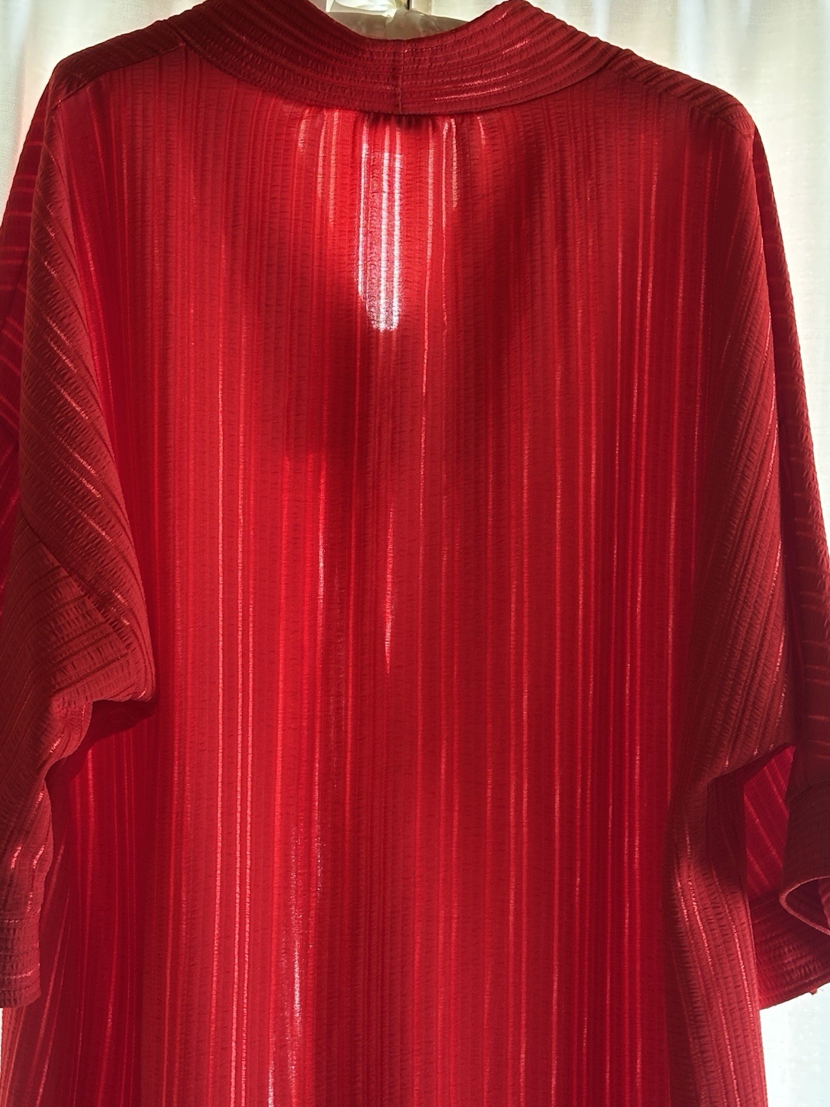 Vintage 70s Red APPEL Caftan Hostess Maxi Dress Ribbed Polyester Retro OSFM
