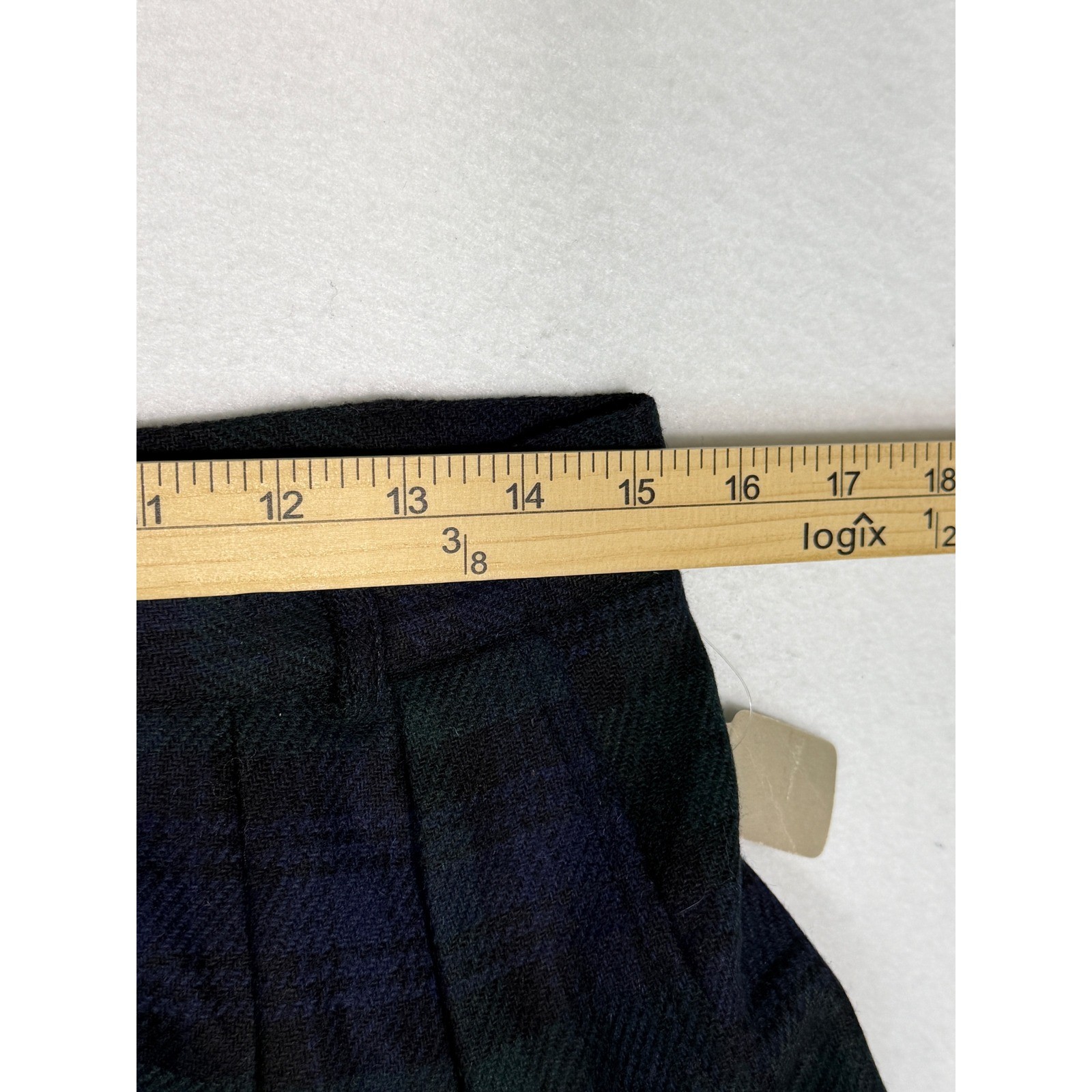 Savannah VTG Plaid Wool Blend Shorts Womens 14 Blue Green High Waisted USA NEW