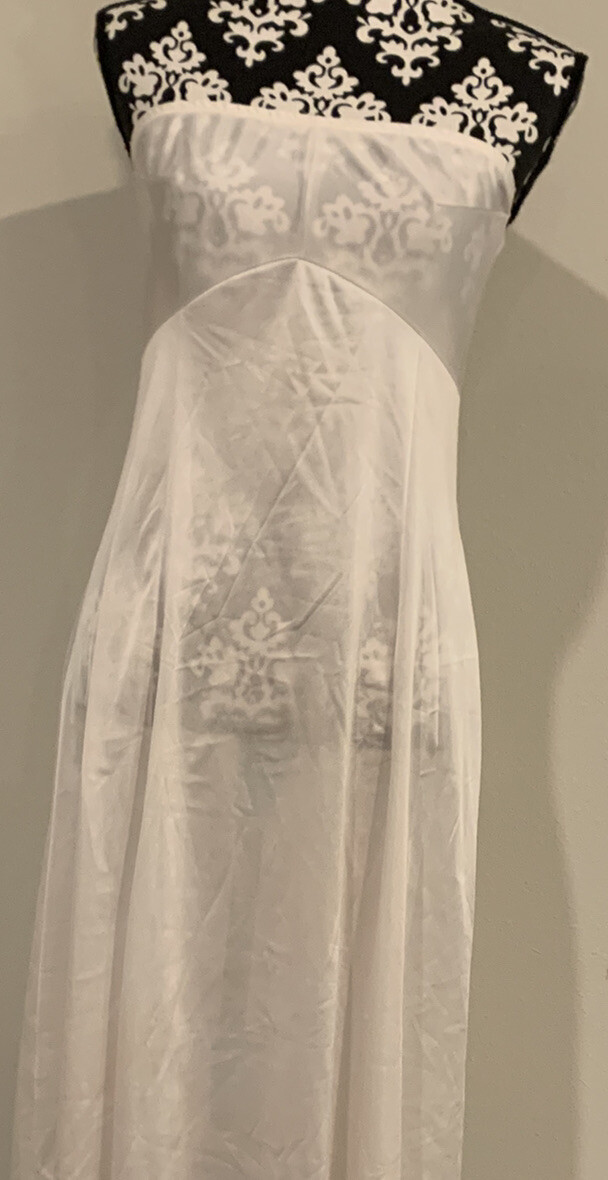 VTG Vanity Fair Ivory Silky Satin 100% Nylon Antron III USA Strapless Slip 34LL