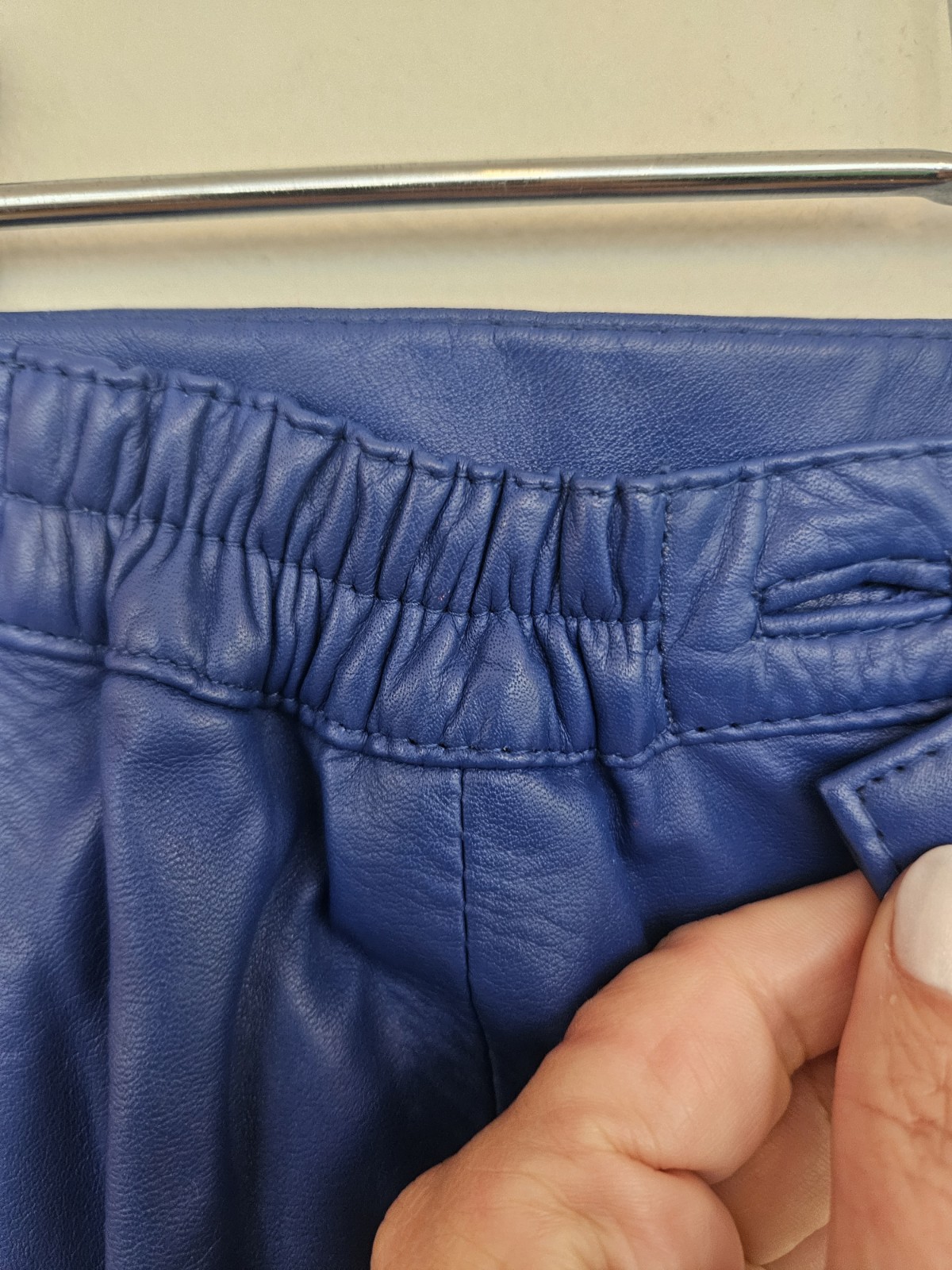 Vintage 80s Leather Pencil Skirt Blue Size XS-S Waist 30cm