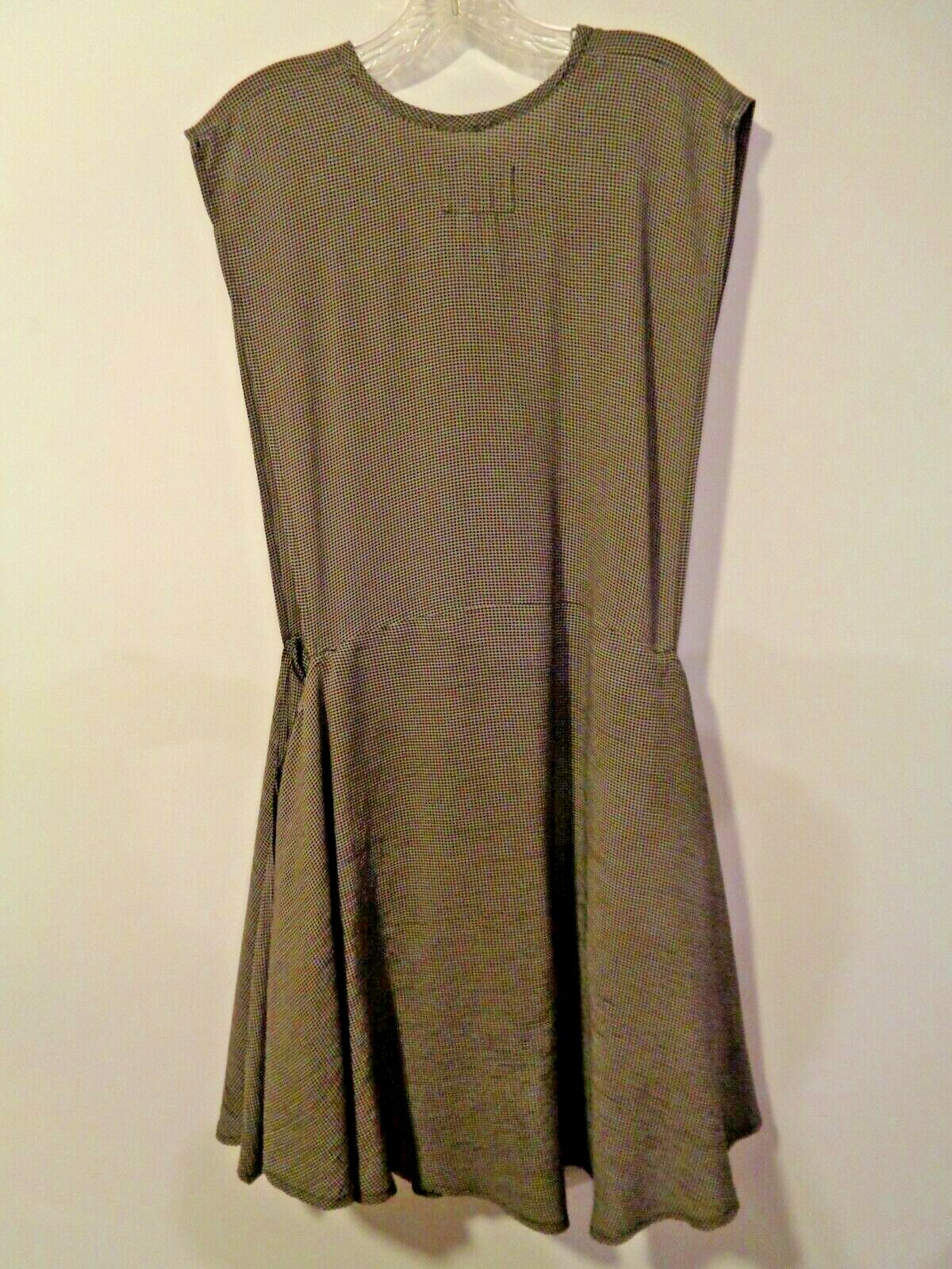 Vintage S FLAX Jeanne Engelhart „Pinafore Shortened” Dress Top Black Check Rayon