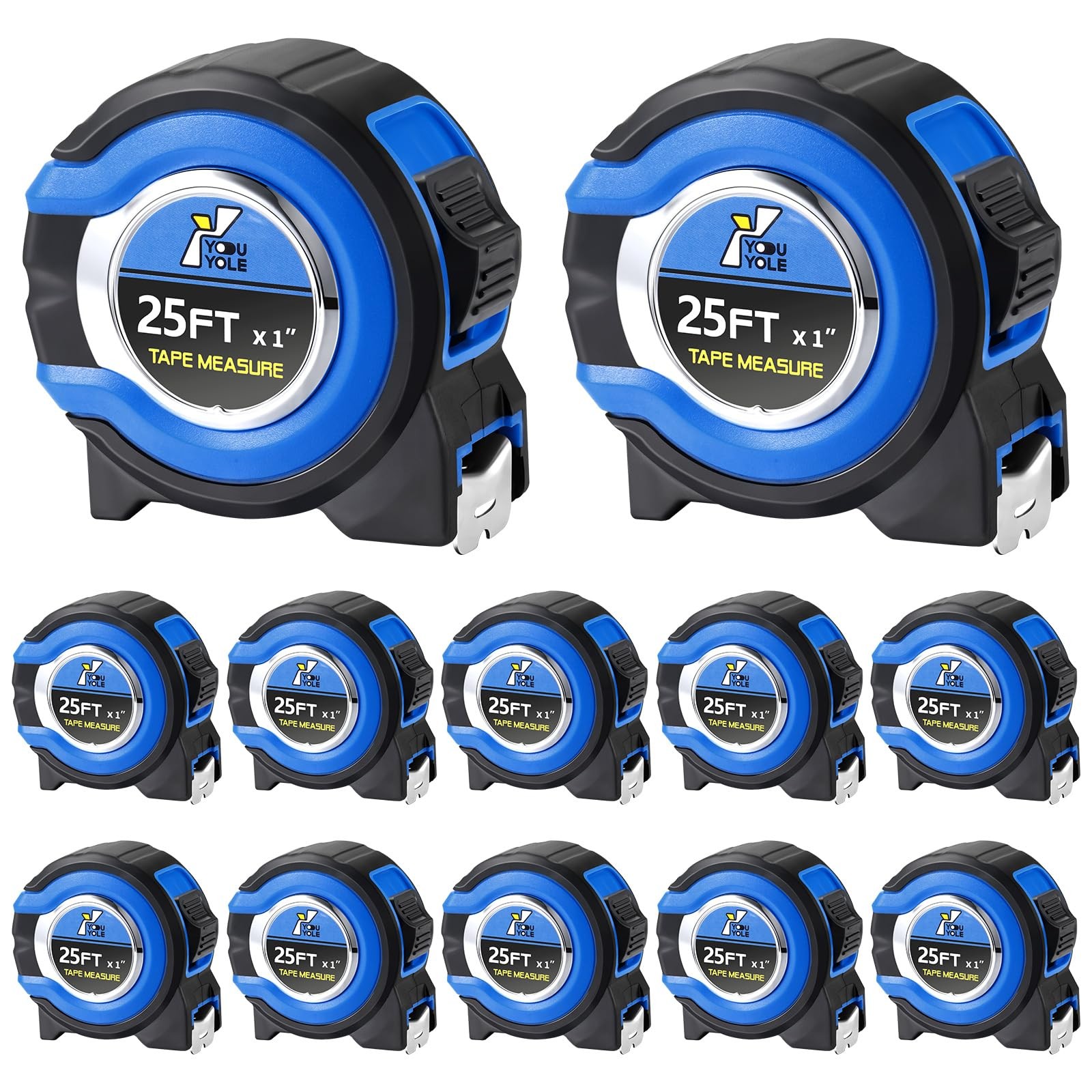 Youyole 12 Pack Tape Measure with Fractions 1/8 Steel Measuring Tape Retractable