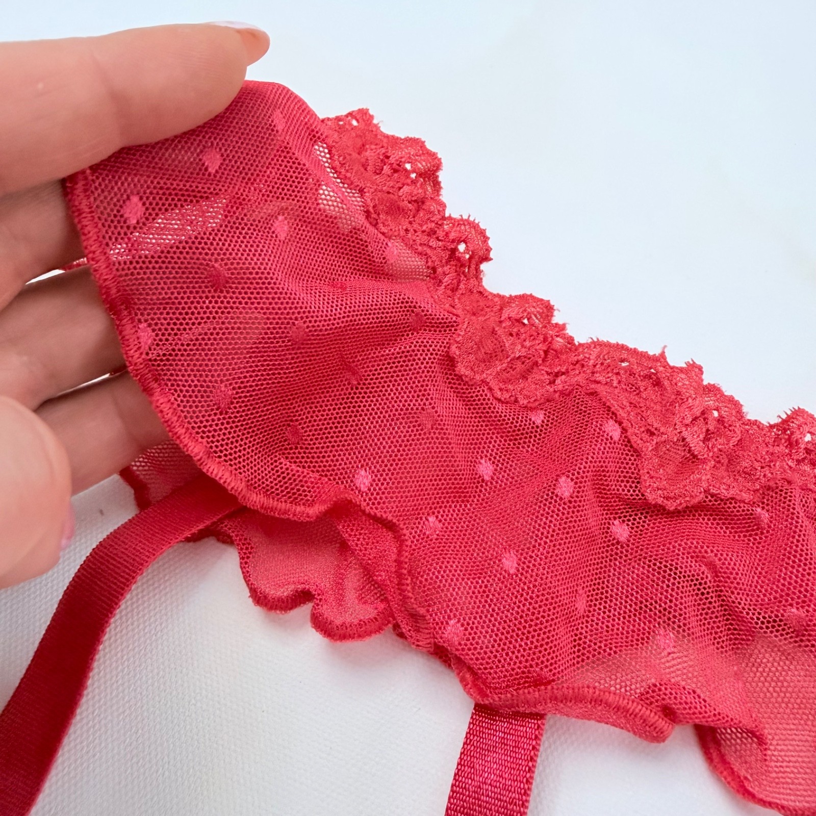 Triupmh fuscia mesh garter belt suspender it 1 size S