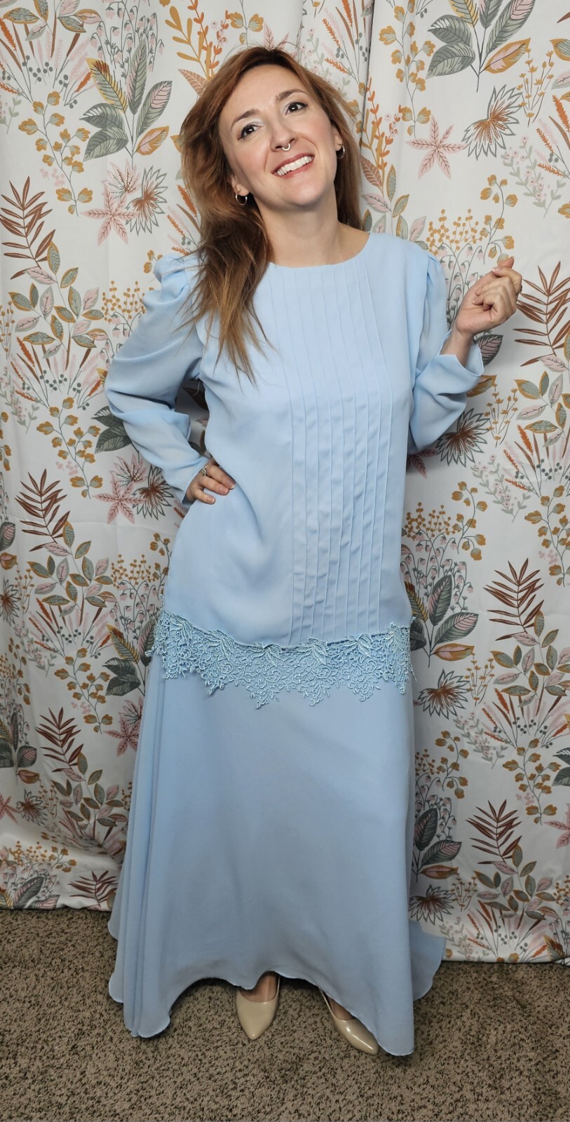 Vintage 80s Mister Jay Light Blue Dress Size 14