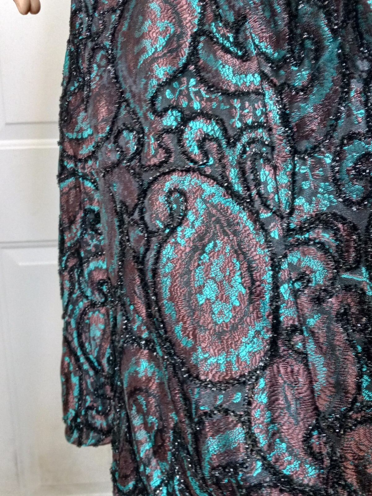 1950s Lilli Ann New Look Dress Vintage Cocktail Paisley Brocade Black Velvet – S