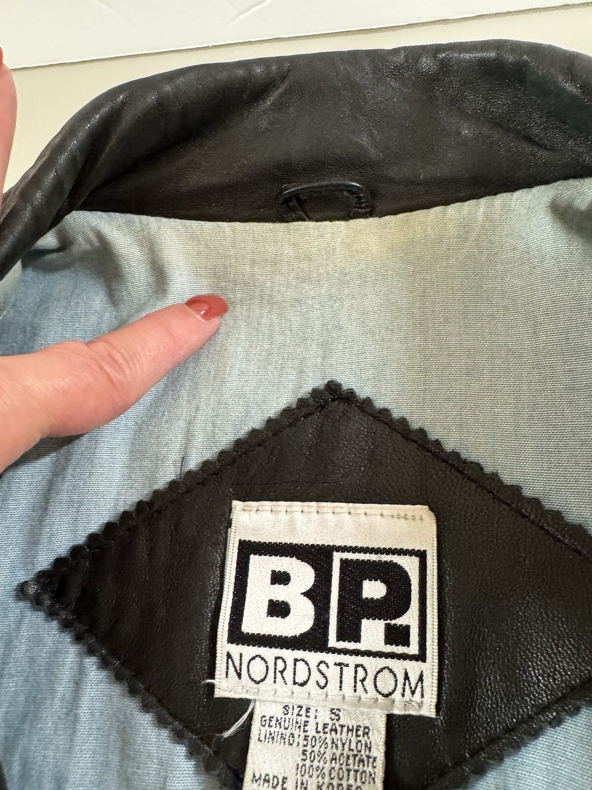 BP Nordstrom Vintage Women Black leather Biker motorcycle jacket S 80s Grunge