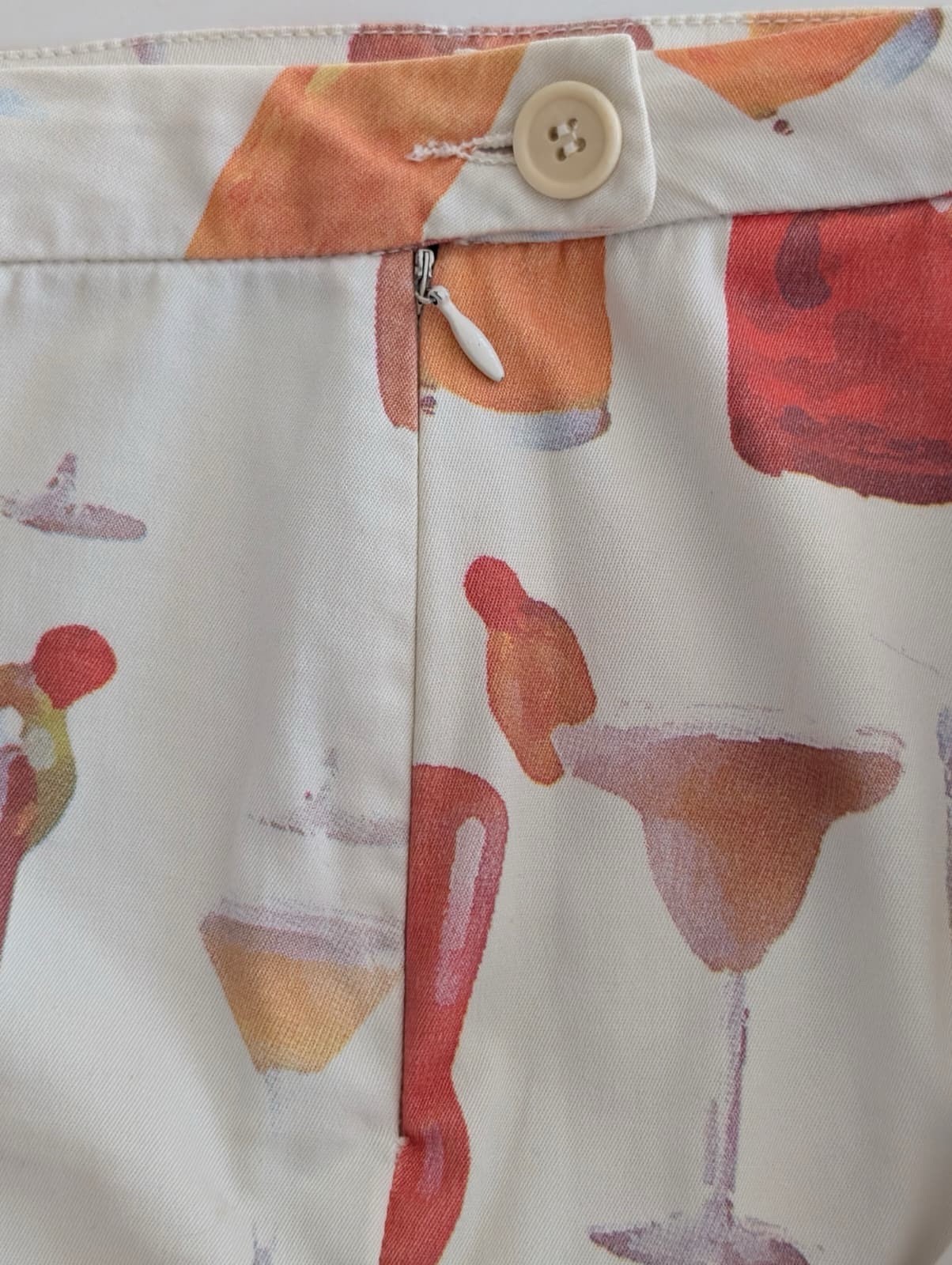 Vintage Tufi Duek Cocktail Print Cropped Pants Size EU 44