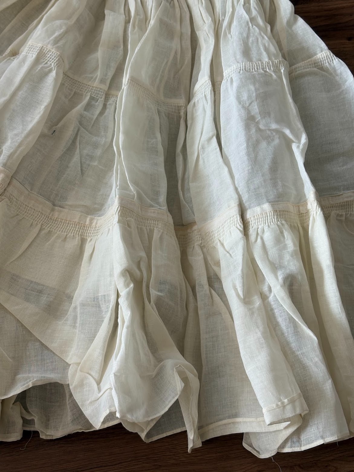 2pc lot VINTAGE FULL CIRCLE TIERED PETTICOAT SLIPS AS IS FOR REPURPOSING