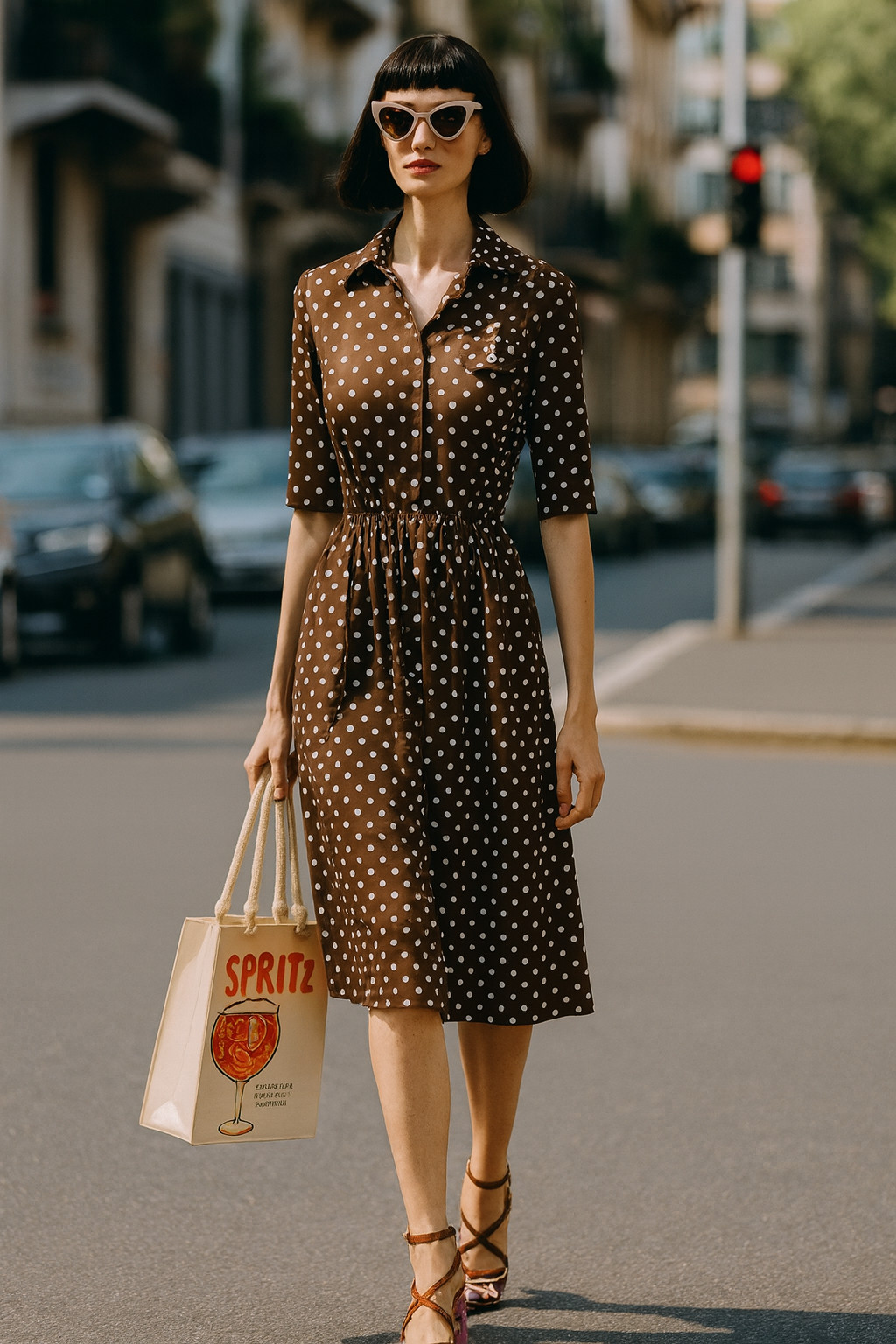 Vtg 50s Shirt Dress S Polka Dot Fit Flare Pinup Retro Rockabilly Button Pocket