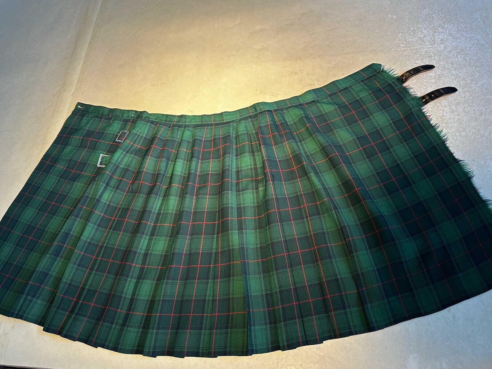Vintage Florence Walsh Green Blue Red Plaid Kilt Skirt Sz XS Pre-owned