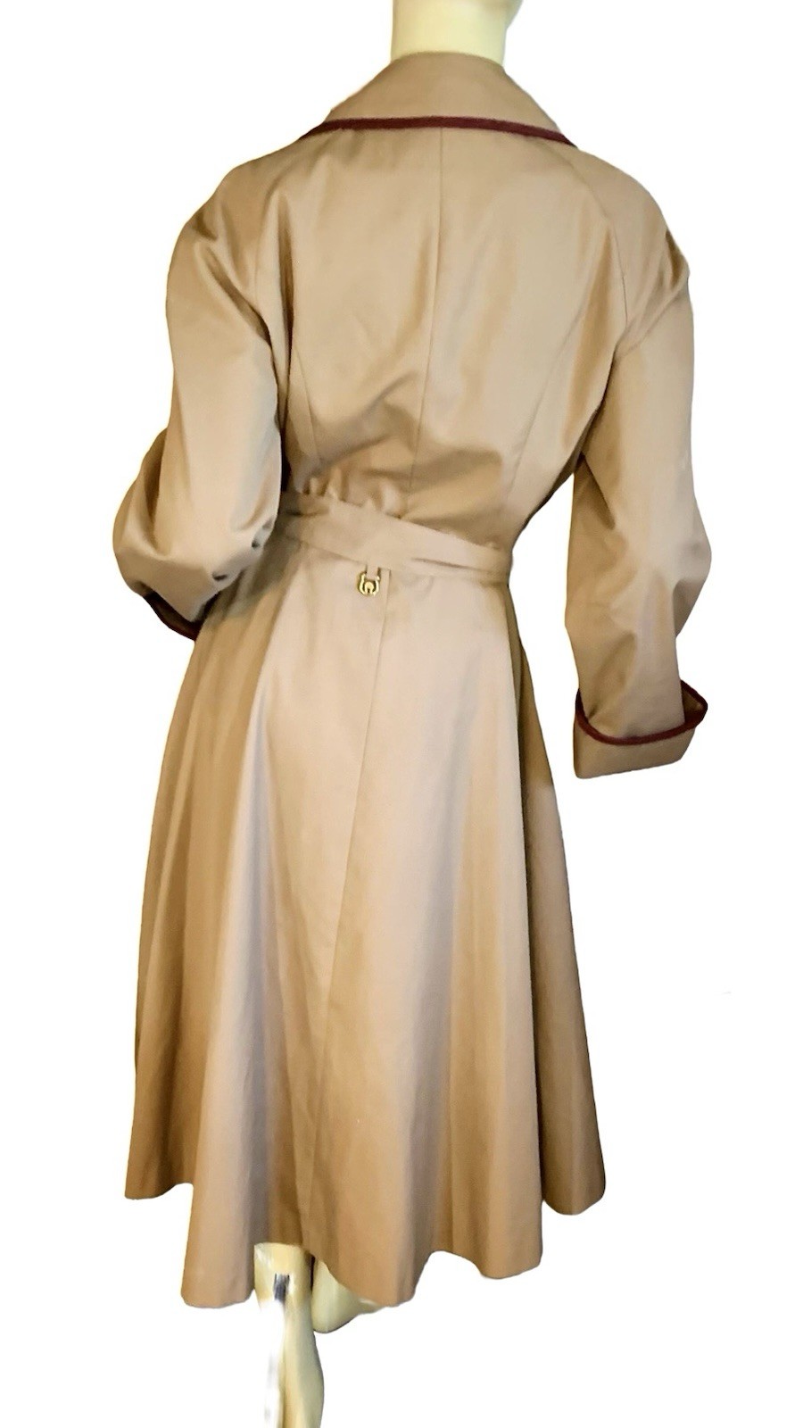 ETIENNE AIGNER VINTAGE 1970’S BROWN & BURGUNDY TRENCH COAT SZ 10