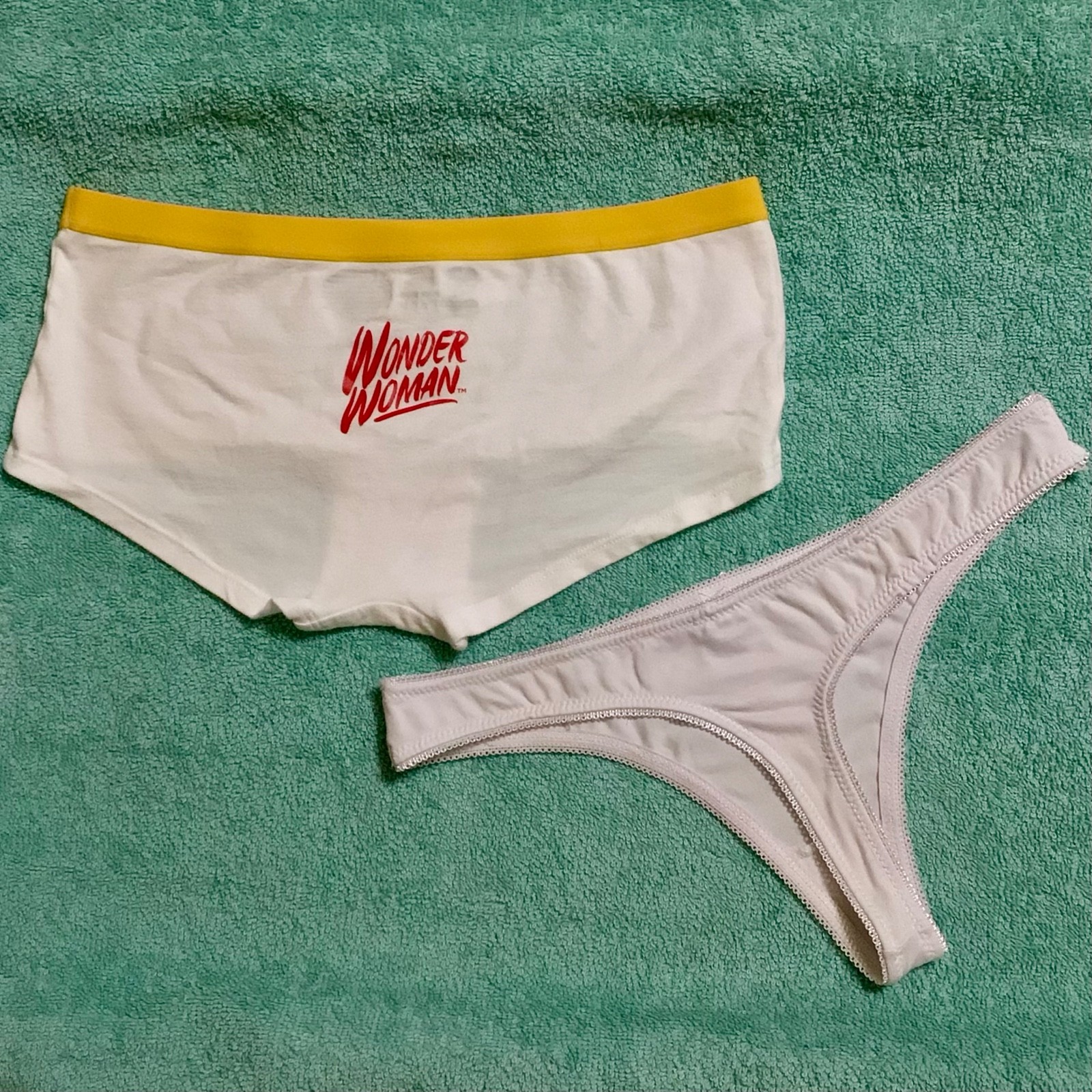 2Pc Lot Wonder Woman Panties Bikini Thong Panty SMALL Sweet Teen Girl Lingerie