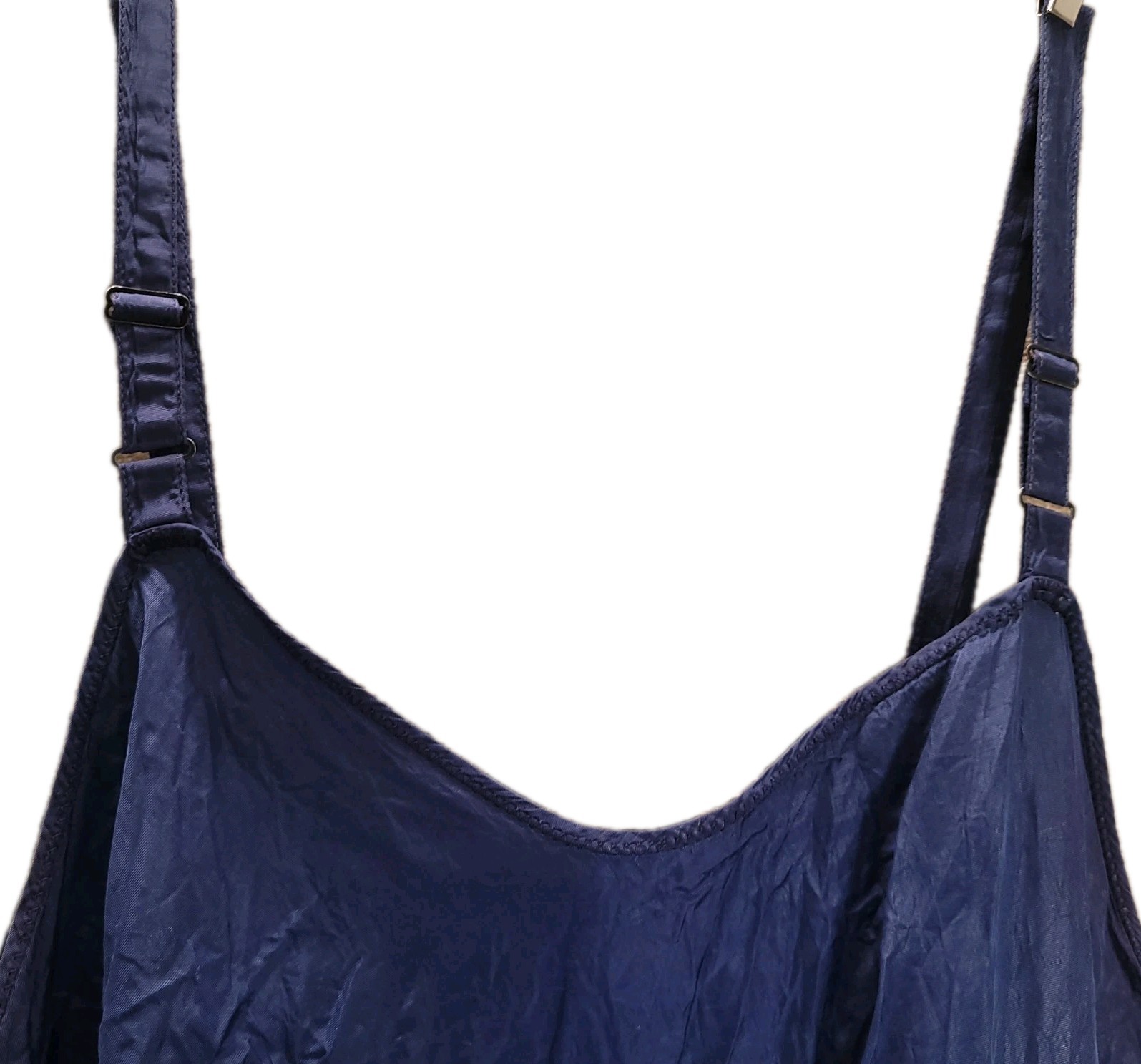 VTG 1940’s Blue Satin Taffeta Pinup Lingerie Full Slip Bias Dress Gown Capri 34