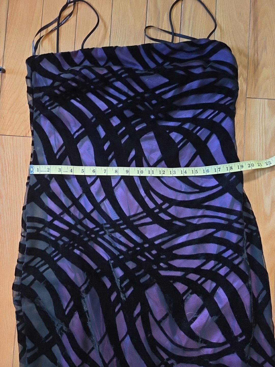 VTG ARIANNA BY RACHEL Kaye 90s Black&Purple Velvet Spaghetti Strap Dress Sz 16