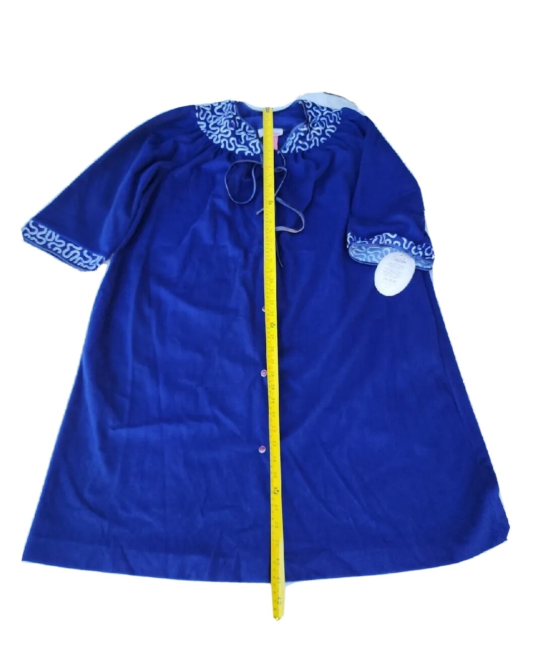 VTG USA Evelyn Pearson Dacran Blue Du Pont Caftan Robe Housecoat Women’s Sz L