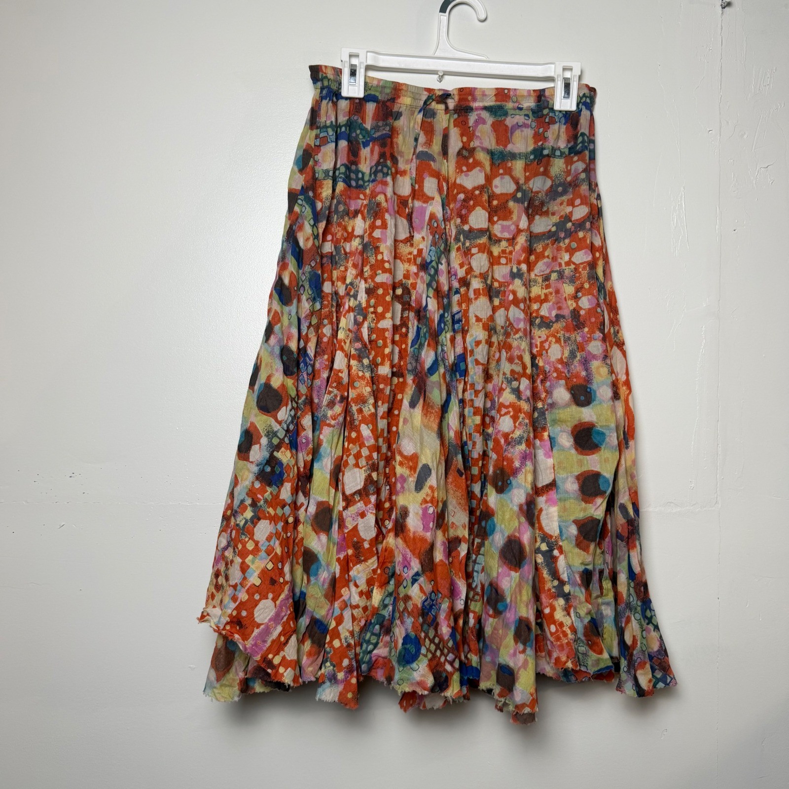 VTG Sandy Starkman Boston Proper Midi Skirt Fairy Eclectic Raw Dyed Patchwork XS