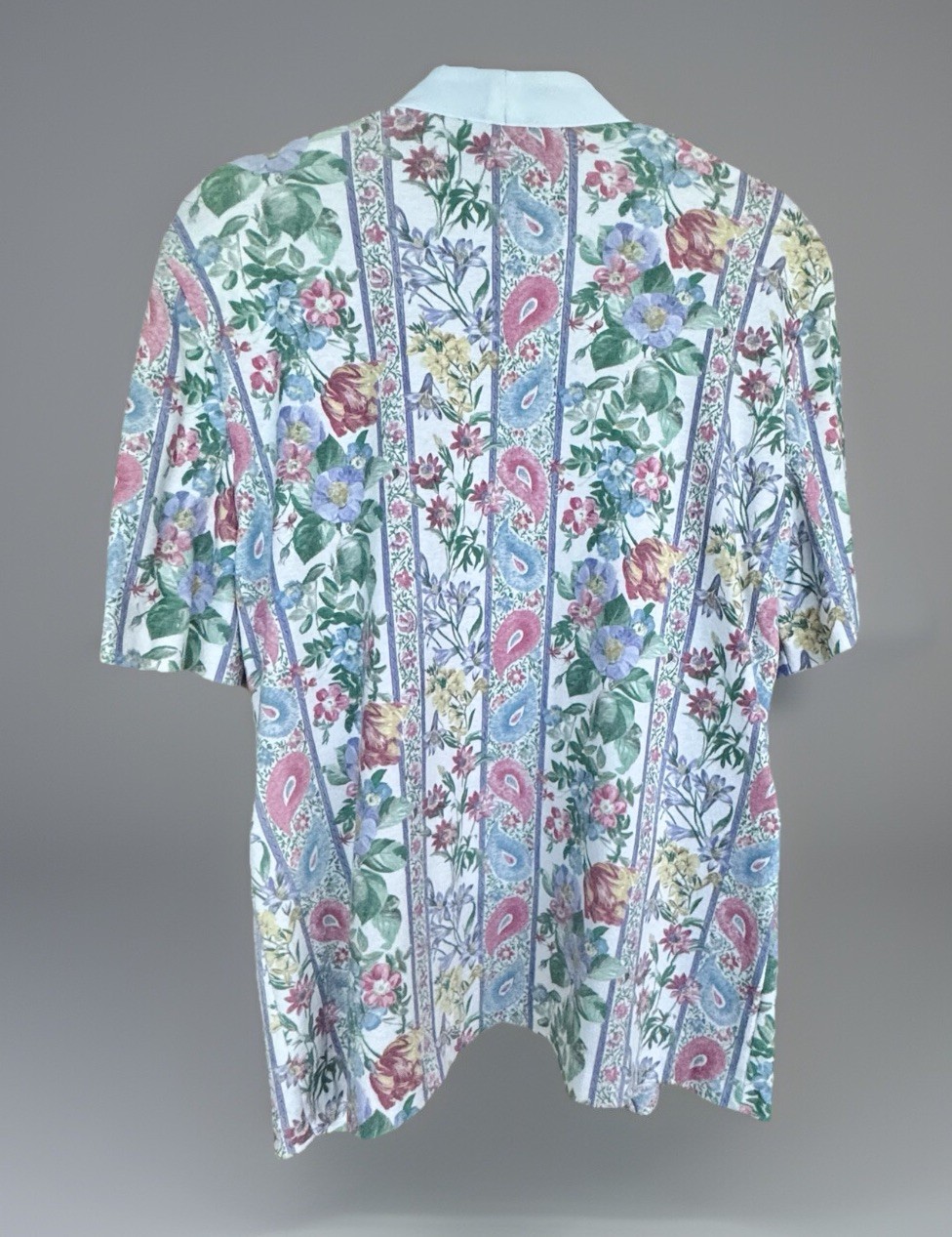 Dress Savvy New York Vintage Short Sleeve Weskit White Pink/Purple Floral 8P