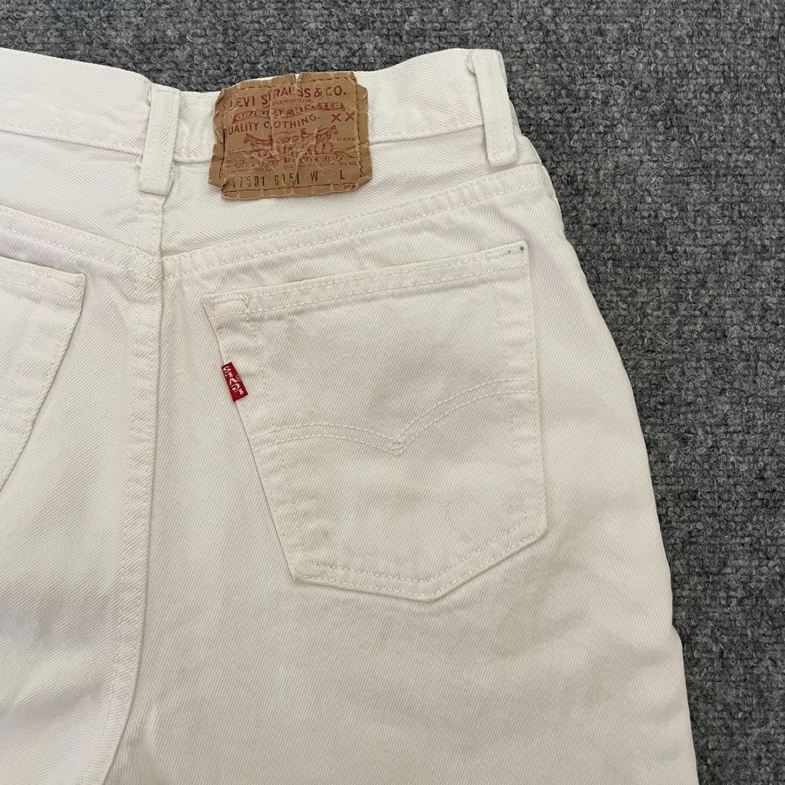Vintage Levi’s Button Fly Jeans Paper Patch 70’s USA Size 9 White Denim 25×27