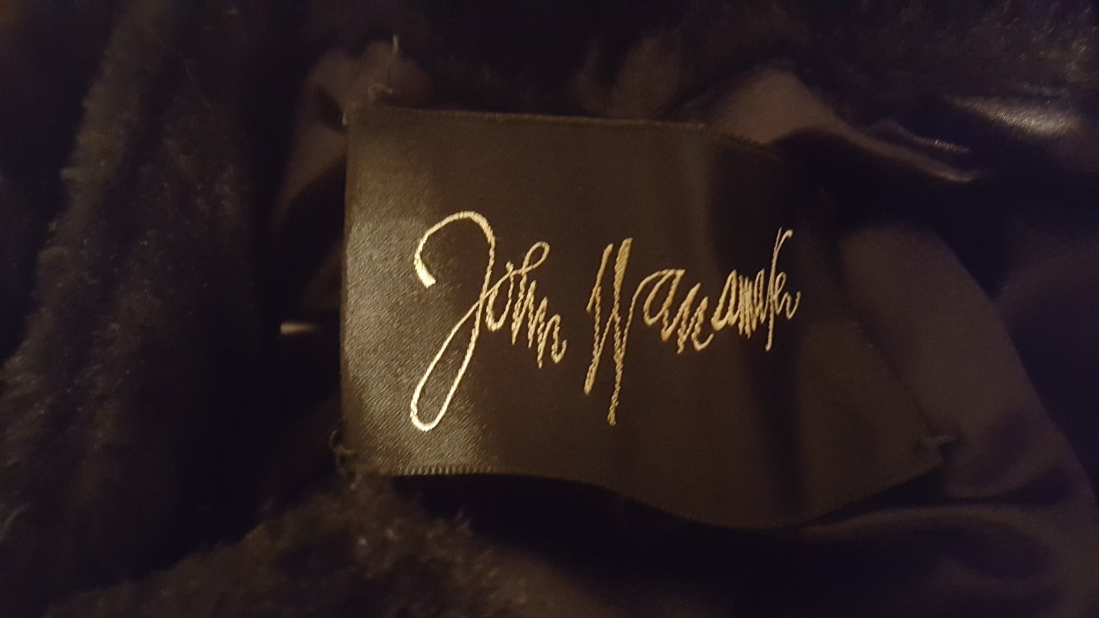 Vintage 1950’s John Wanamaker Genuine Mink Collar Black Faux Fur Coat