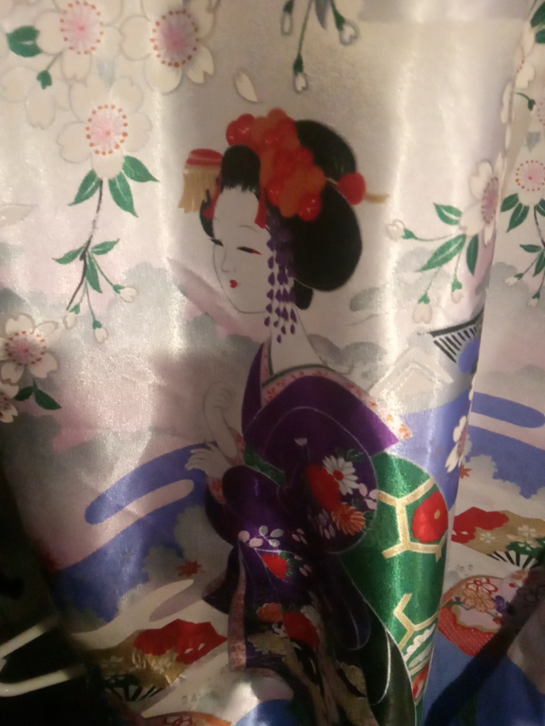 Kimono Robe Floral Large+Multicolor Loungewear Wrap-Around Polyester Japan Sz 42