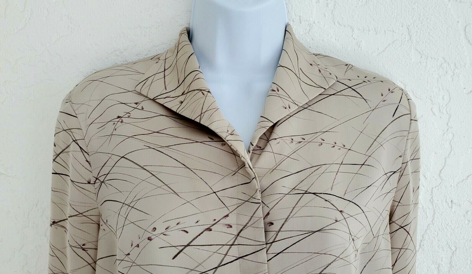 Vintage Women’s JONES WEAR 1980’s Abstract Brown Button Down Career Blouse SZ 10