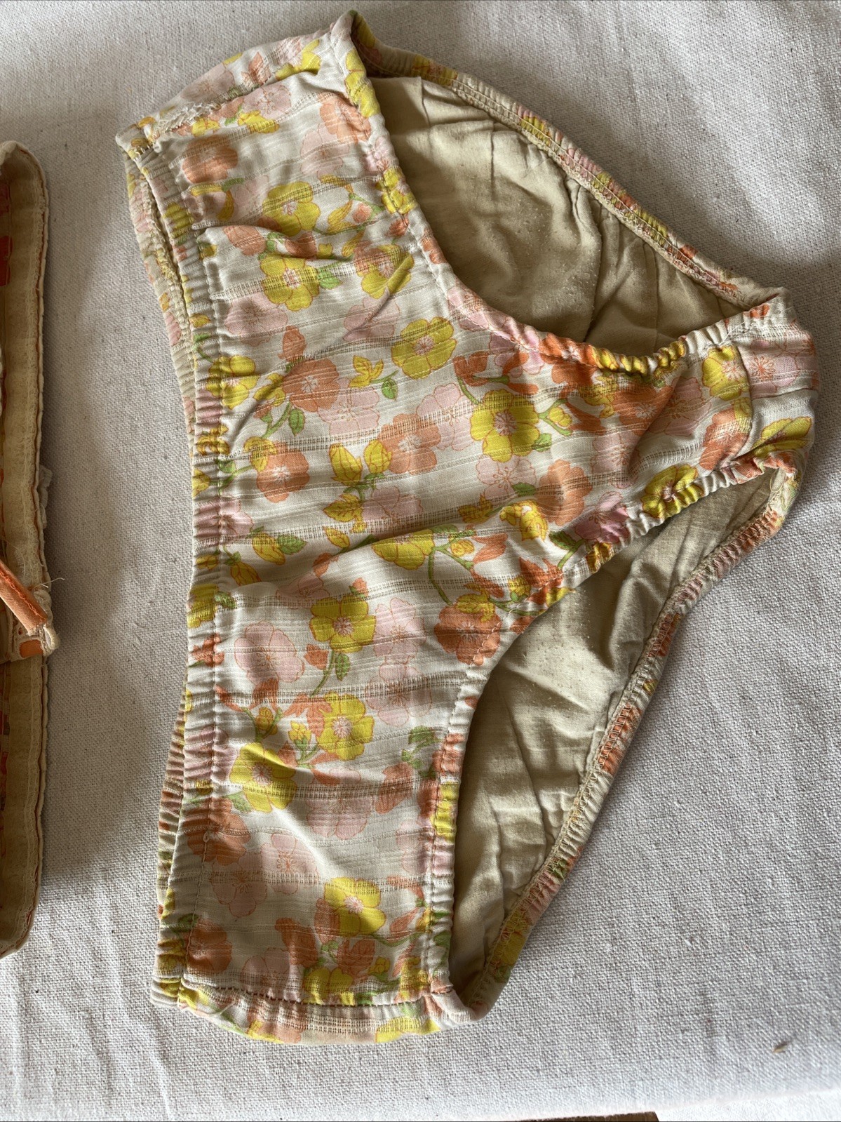 Vintage Swimsuit Bikini Pink Yellow Orange Sears Roebuck Size 9