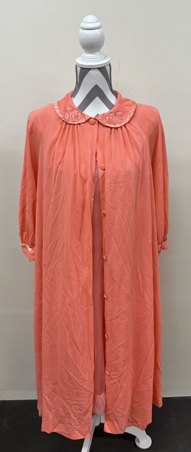 GOSSARD ARTEMIS 3 Piece Vtg Peignoir Robe Nightgown Set Chiffon Nylon Medium FS