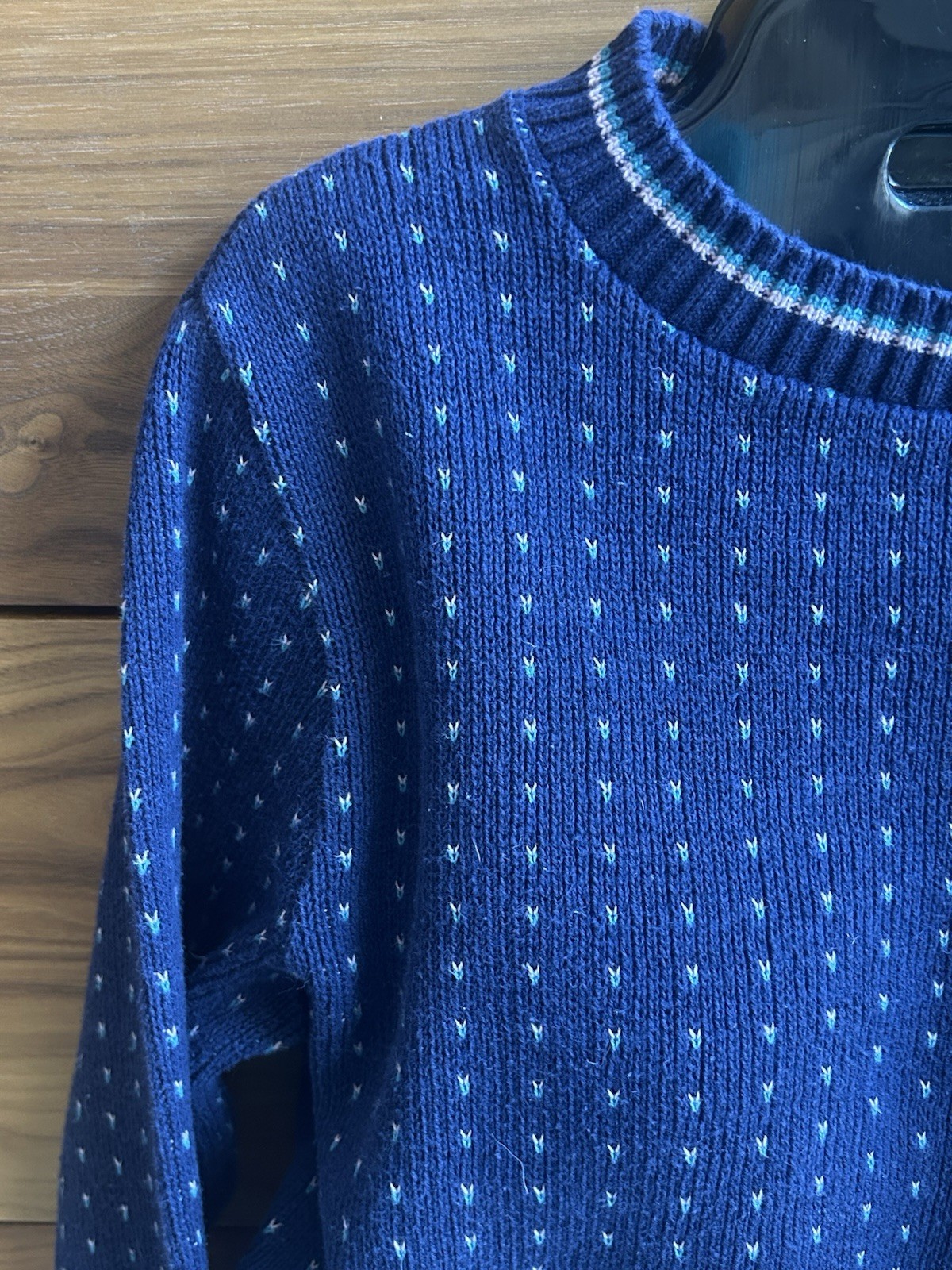 Vintage 80s Preppy Striped Sweater, Cotton In Navy Blue Pink Green, Small-Medium